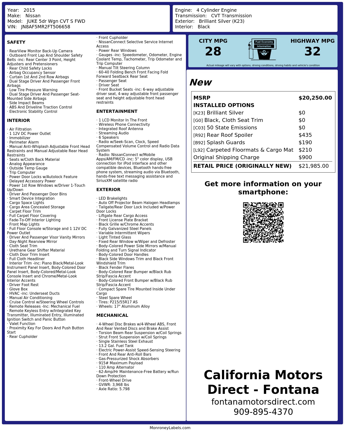 Monroney Label