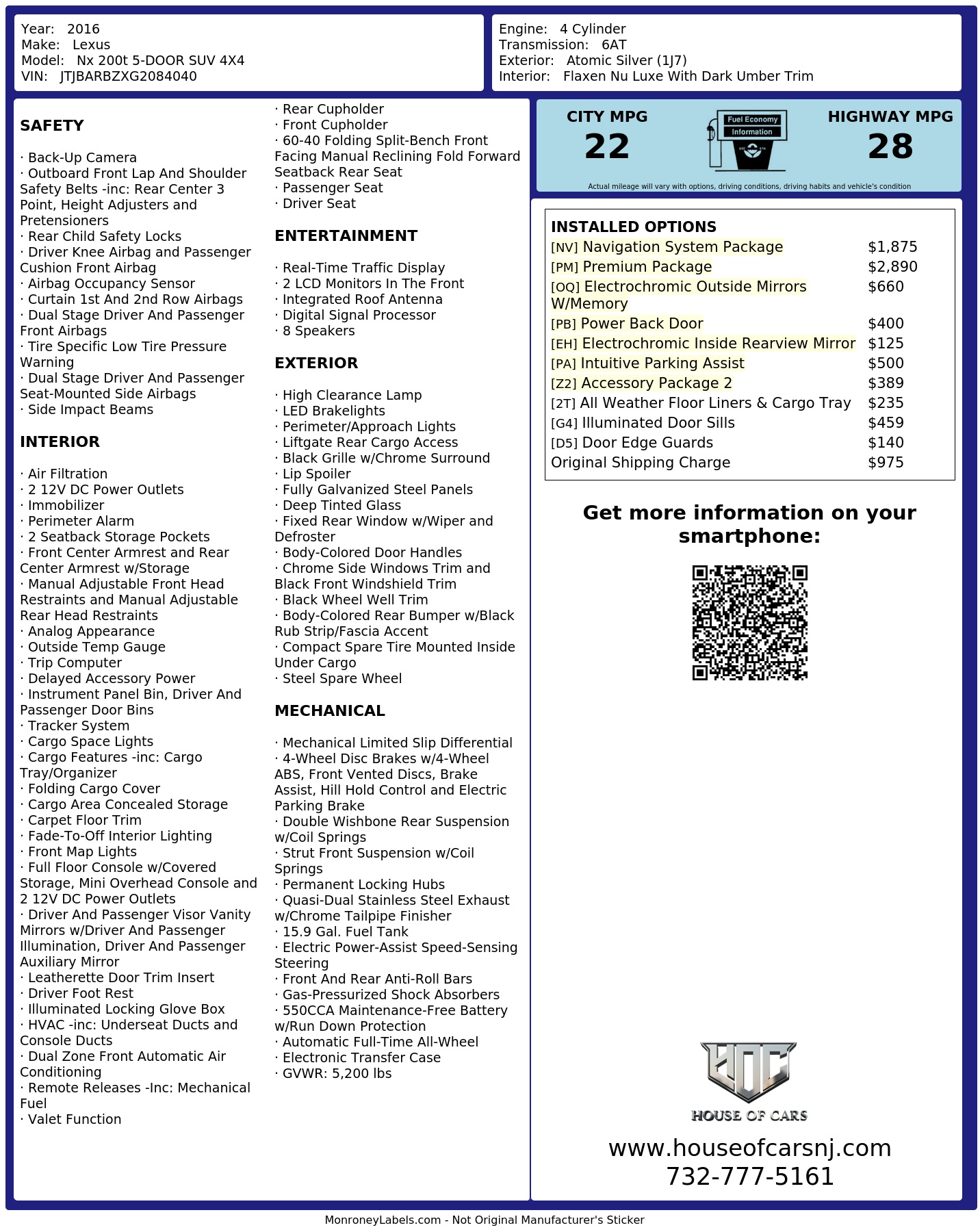 Monroney Label