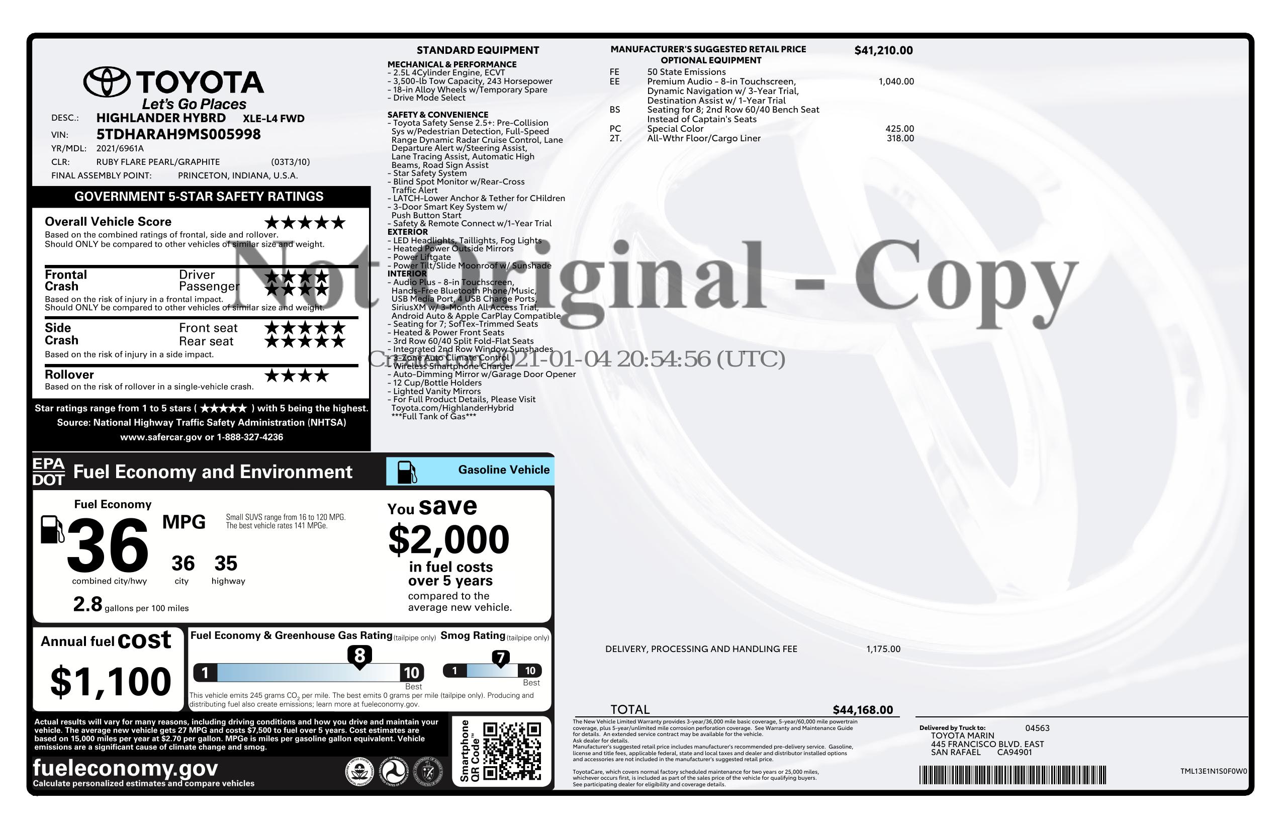 Monroney Label
