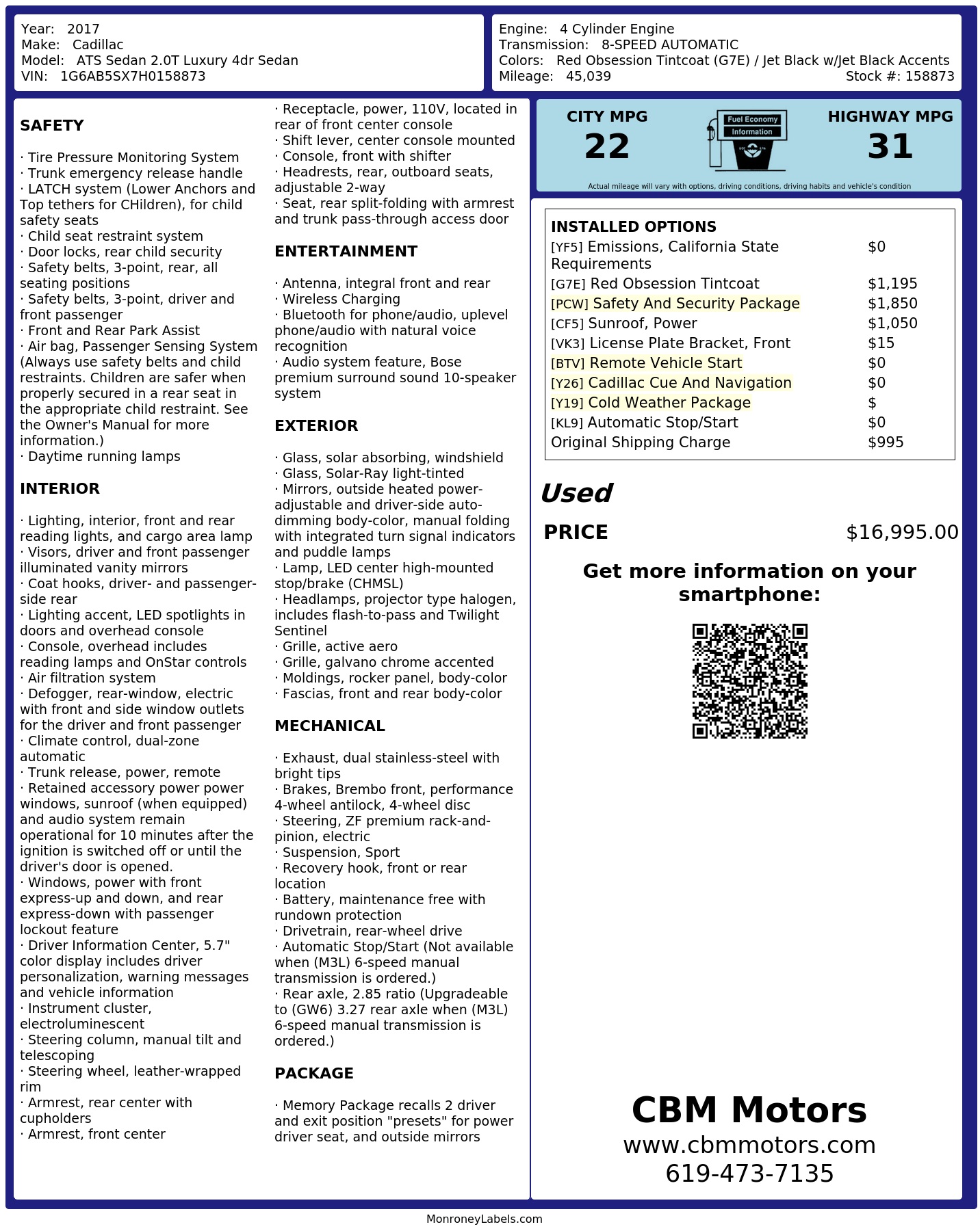 Monroney Label