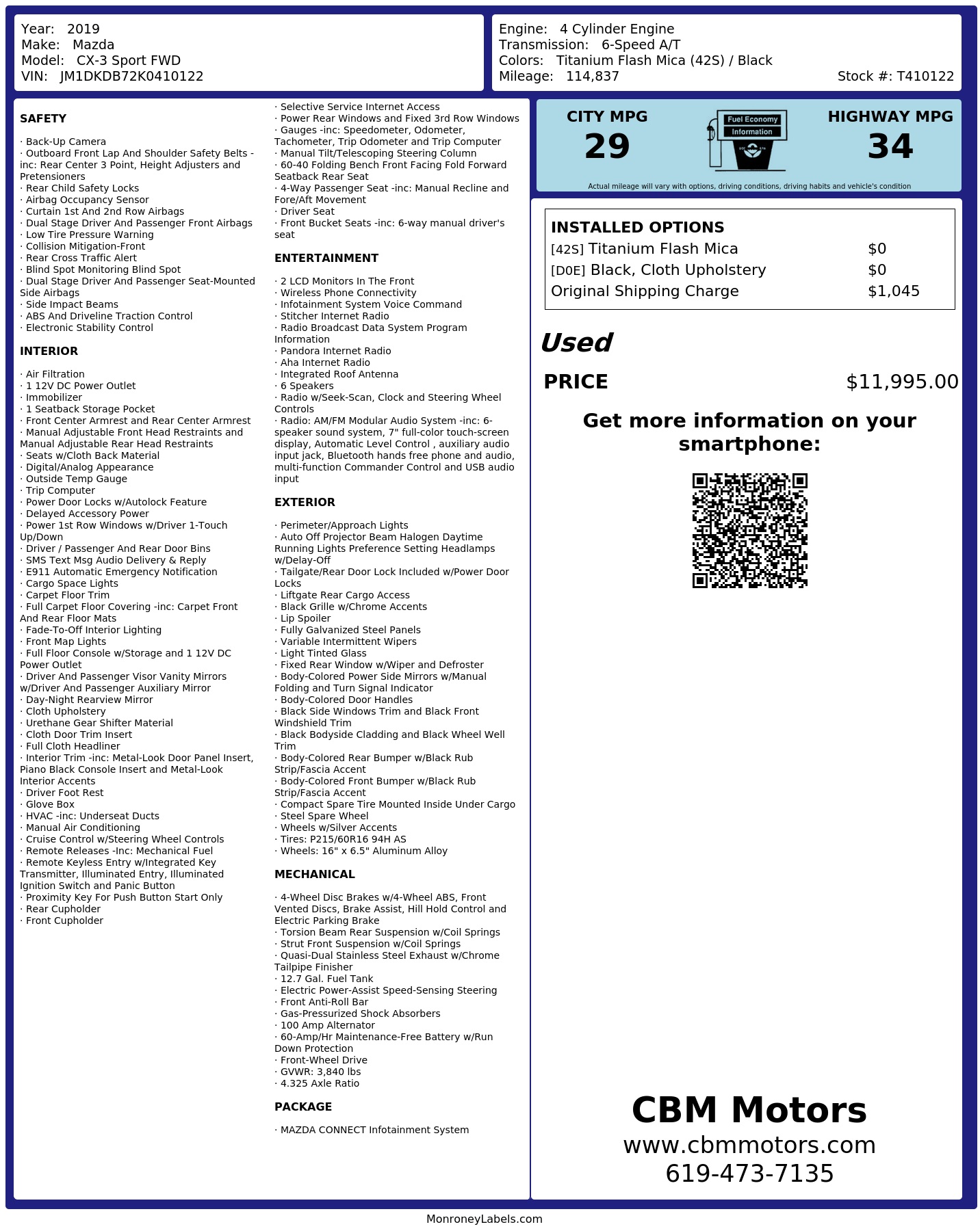 Monroney Label