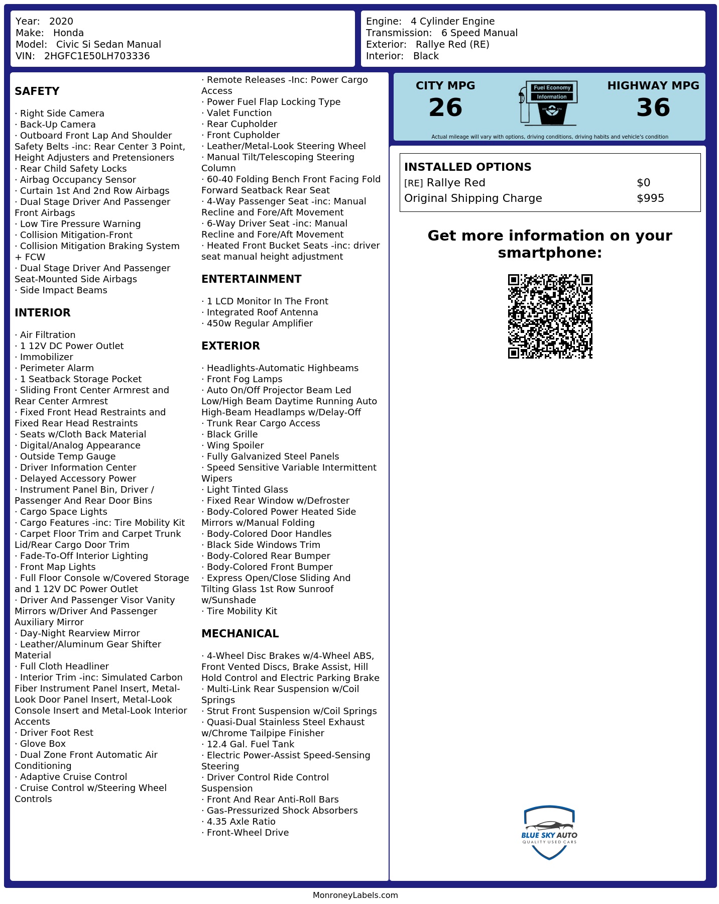 Monroney Label