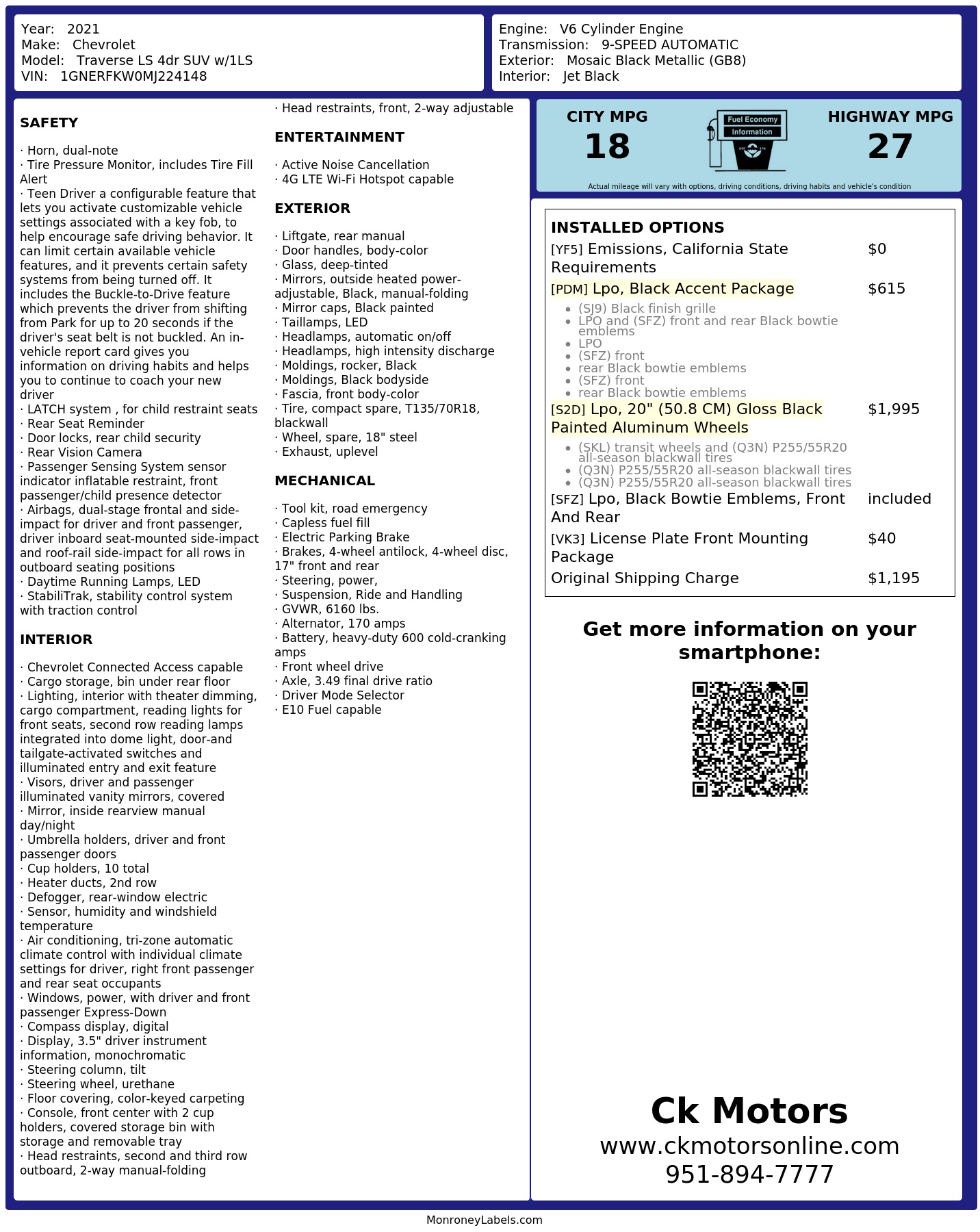 Monroney Label