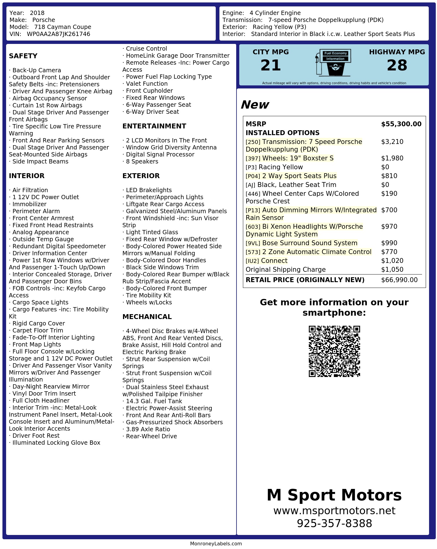 Monroney Label
