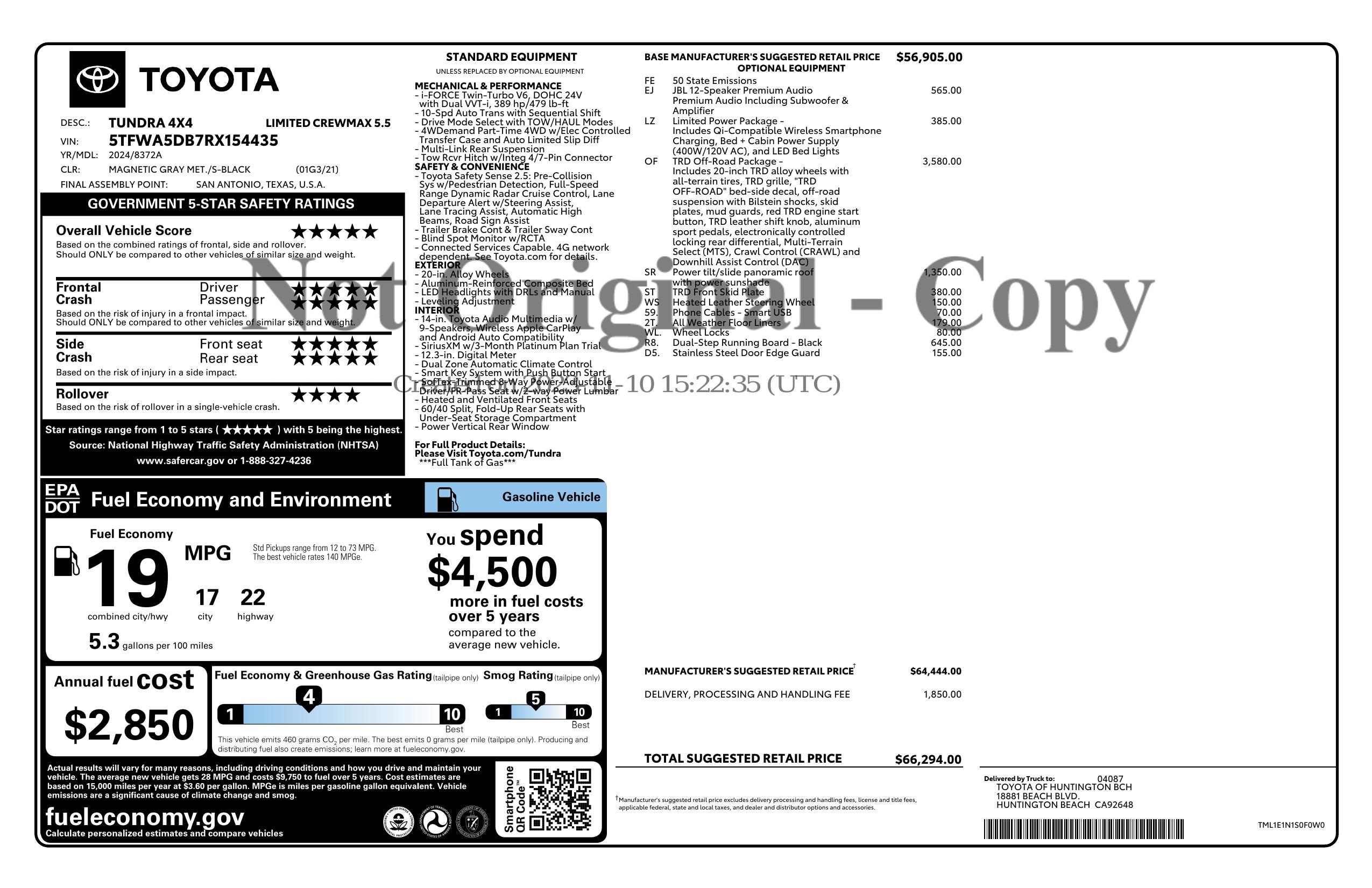 Monroney Label