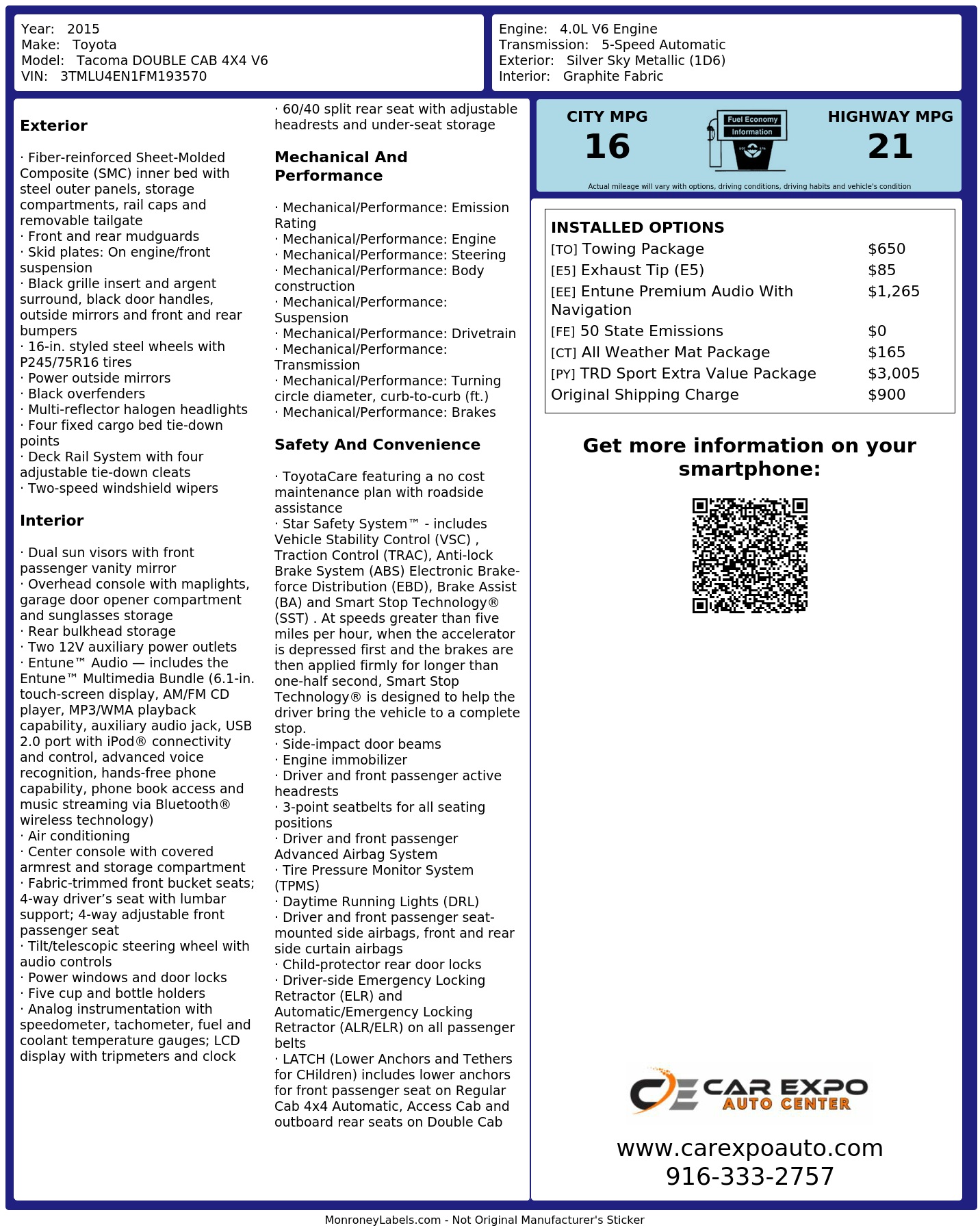 Monroney Label