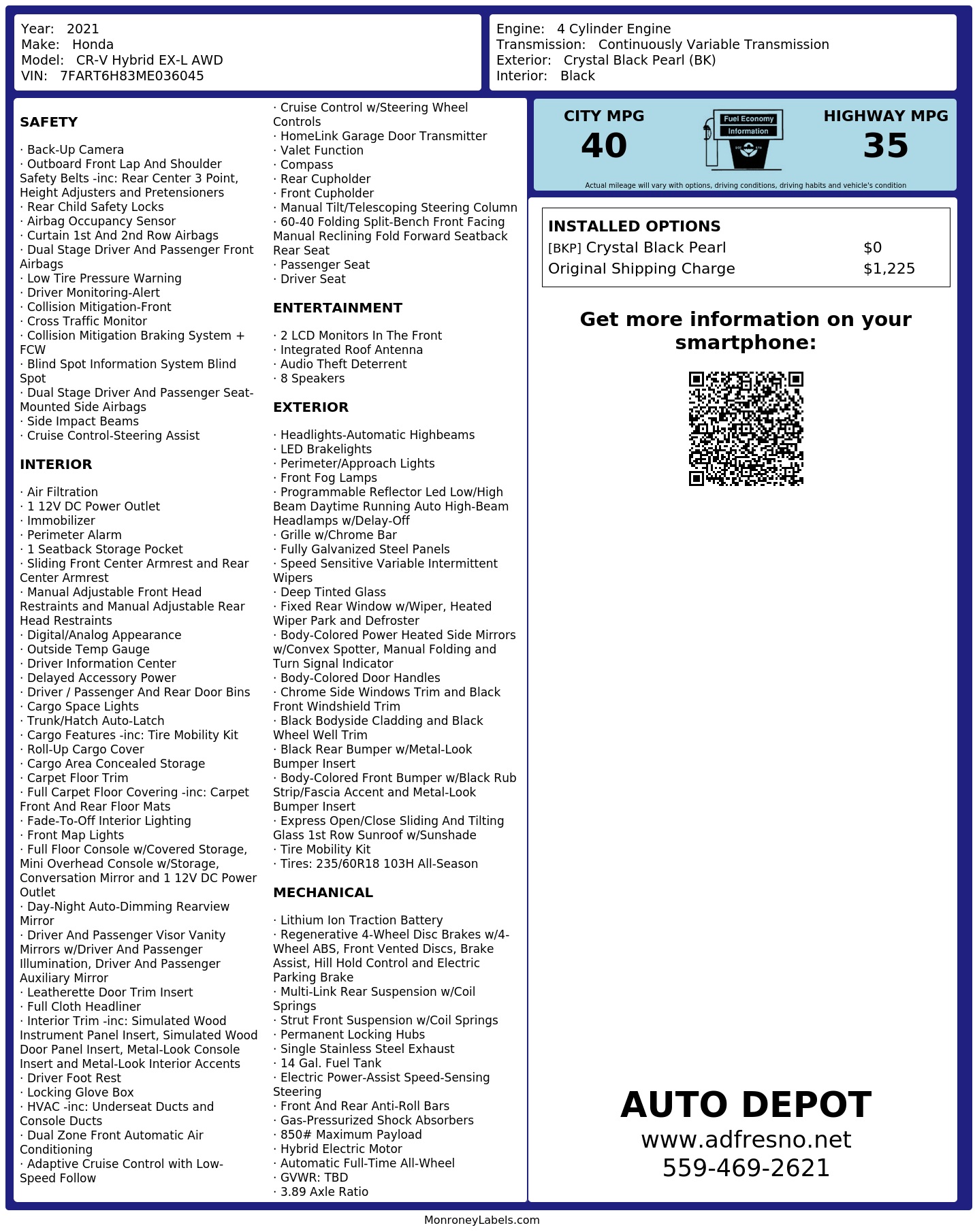 Monroney Label