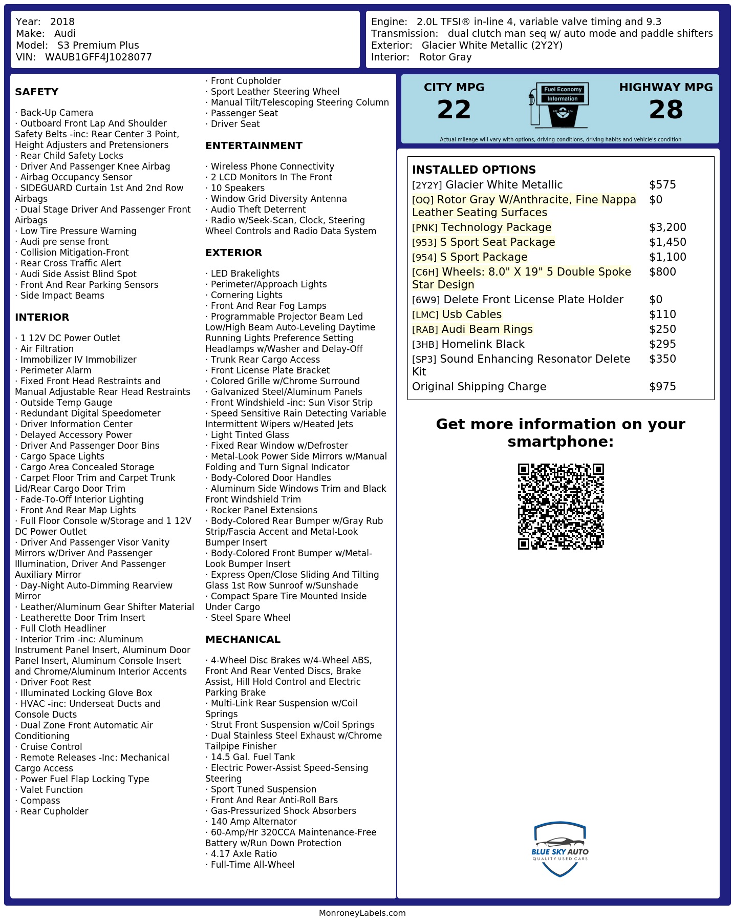 Monroney Label