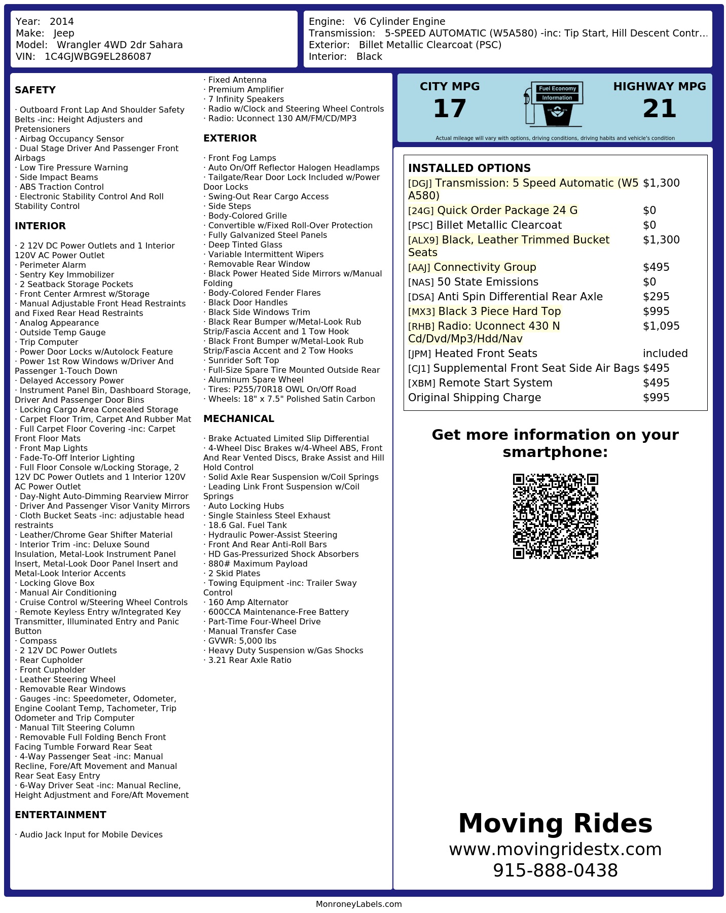 Monroney Label