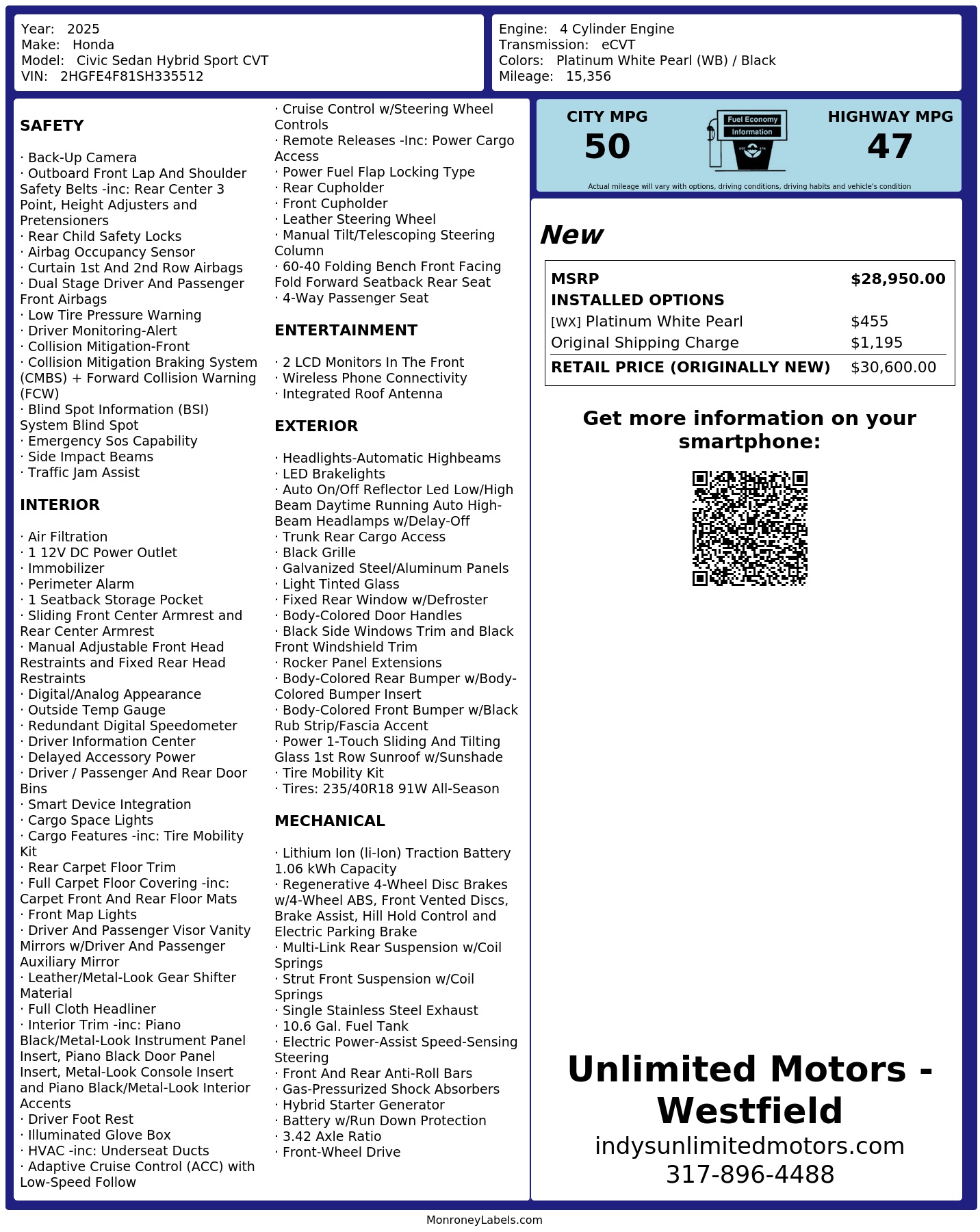 Monroney Label
