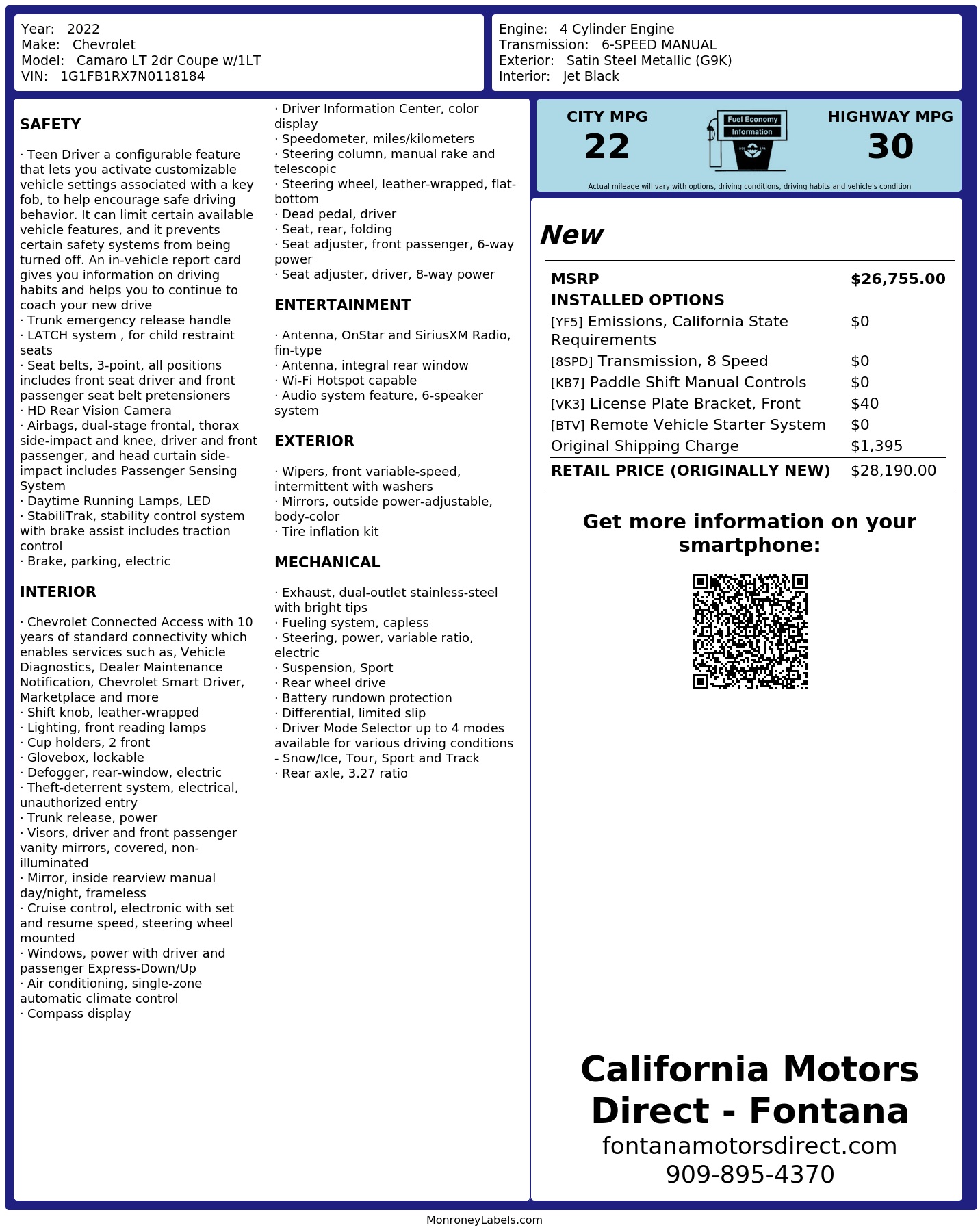 Monroney Label