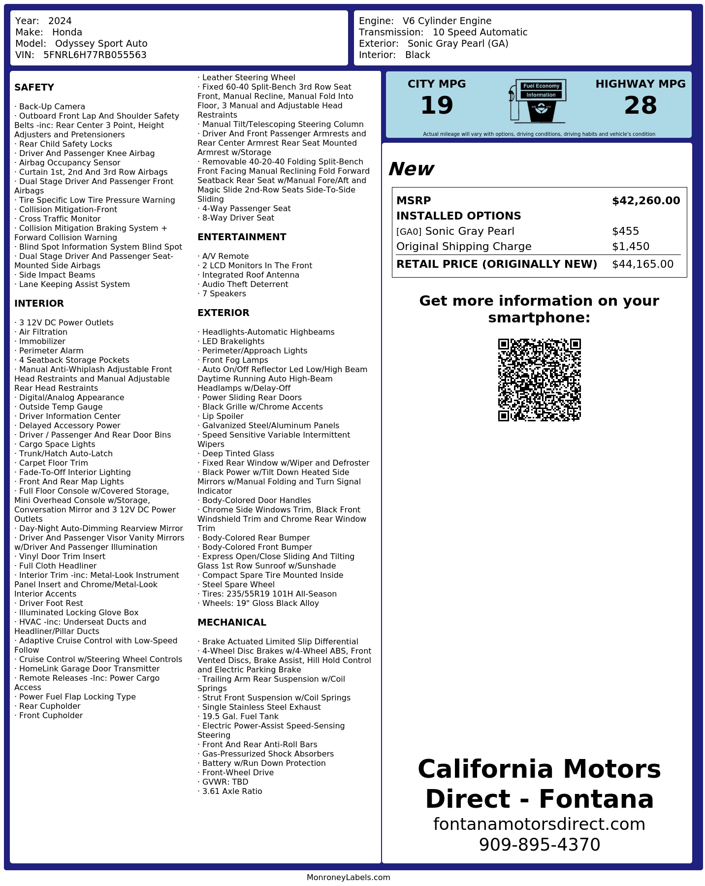 Monroney Label