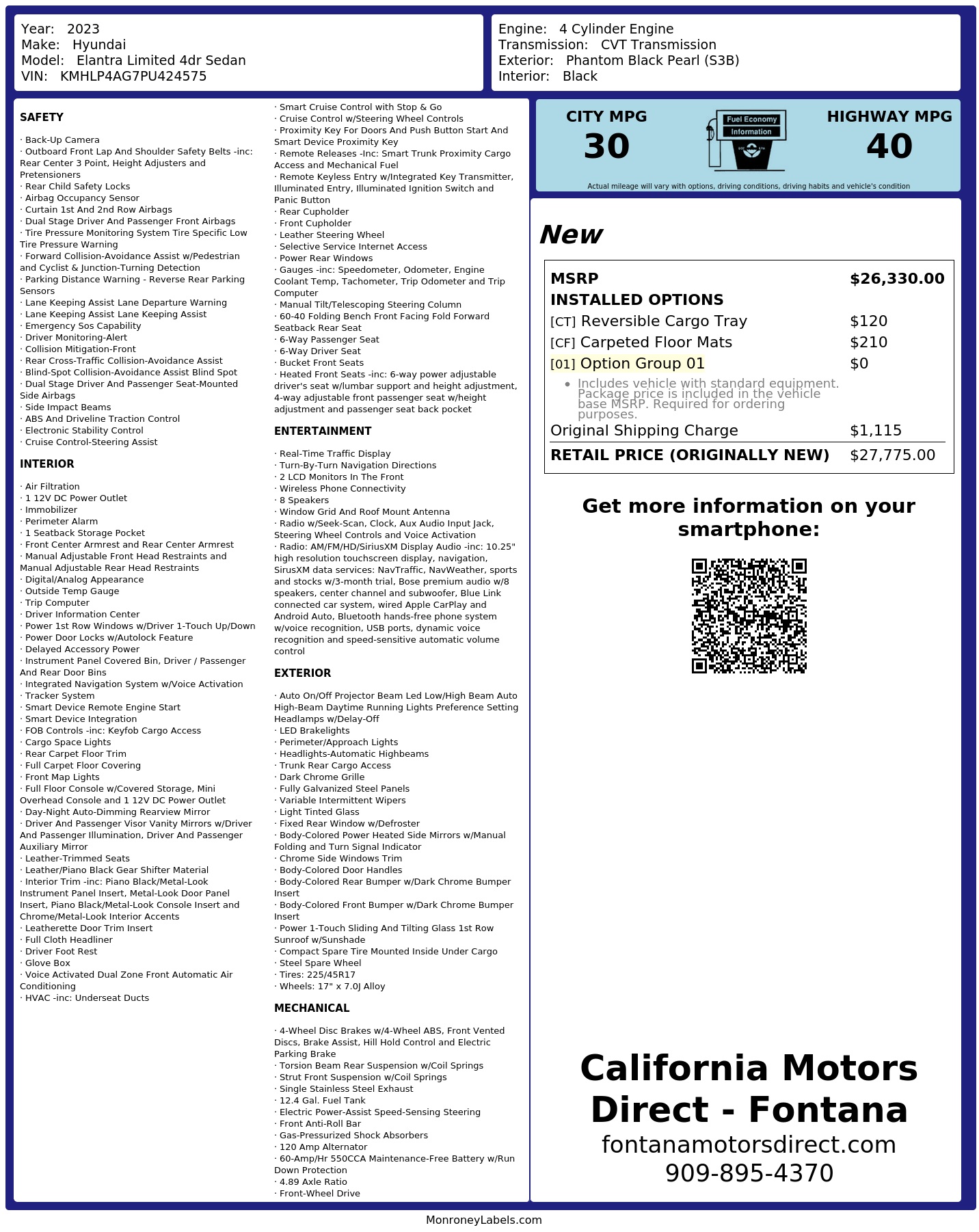 Monroney Label