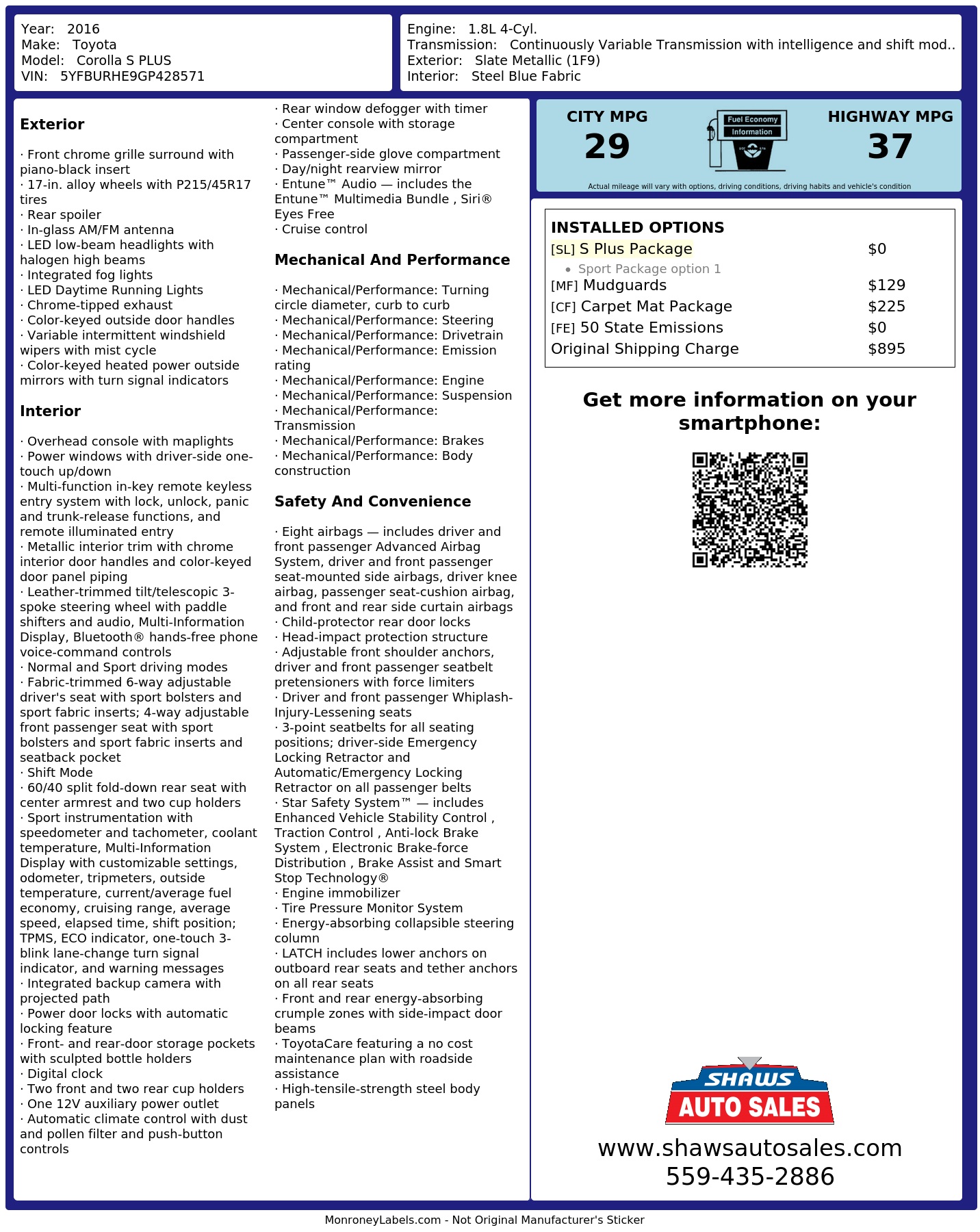 Monroney Label
