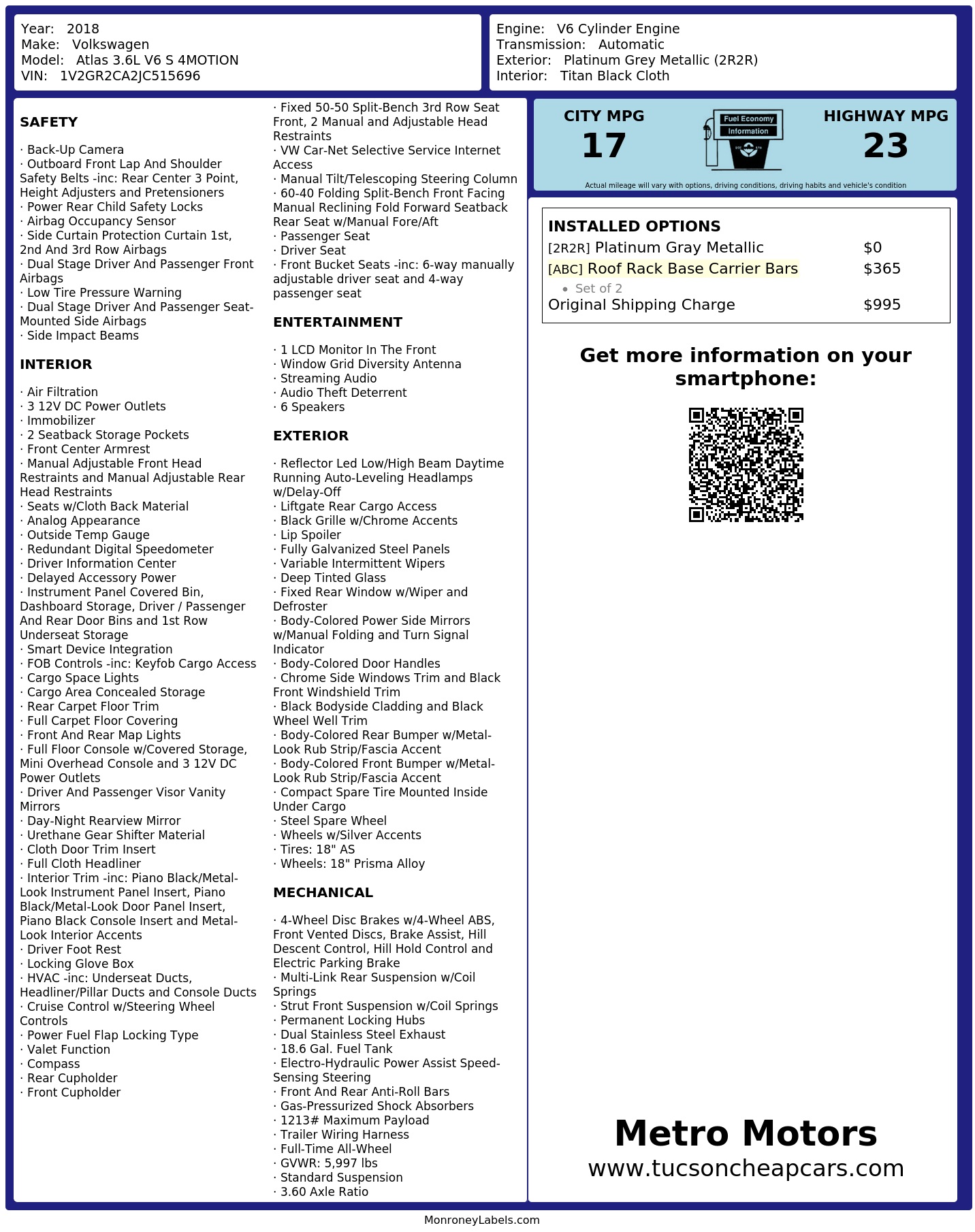 Monroney Label