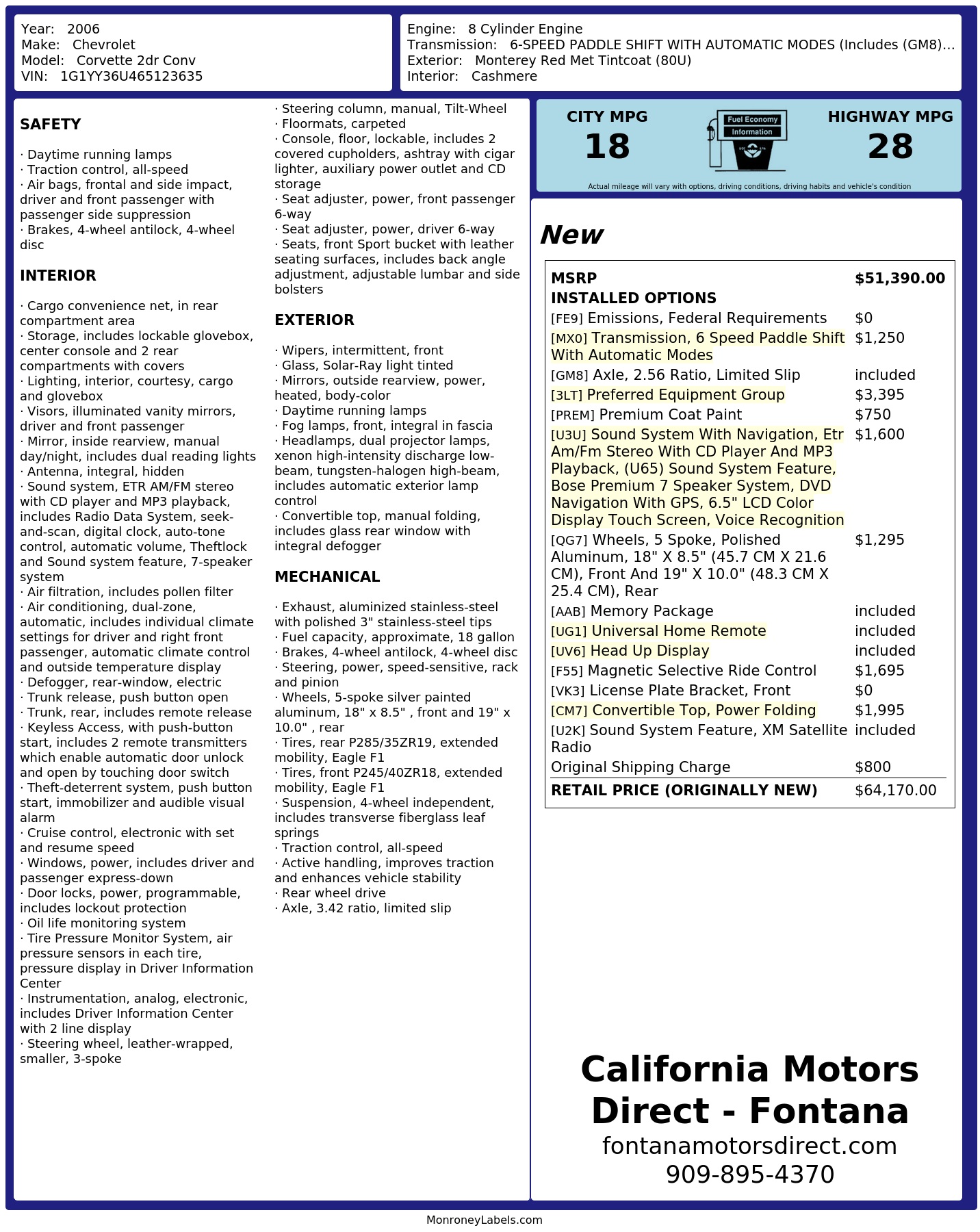 Monroney Label