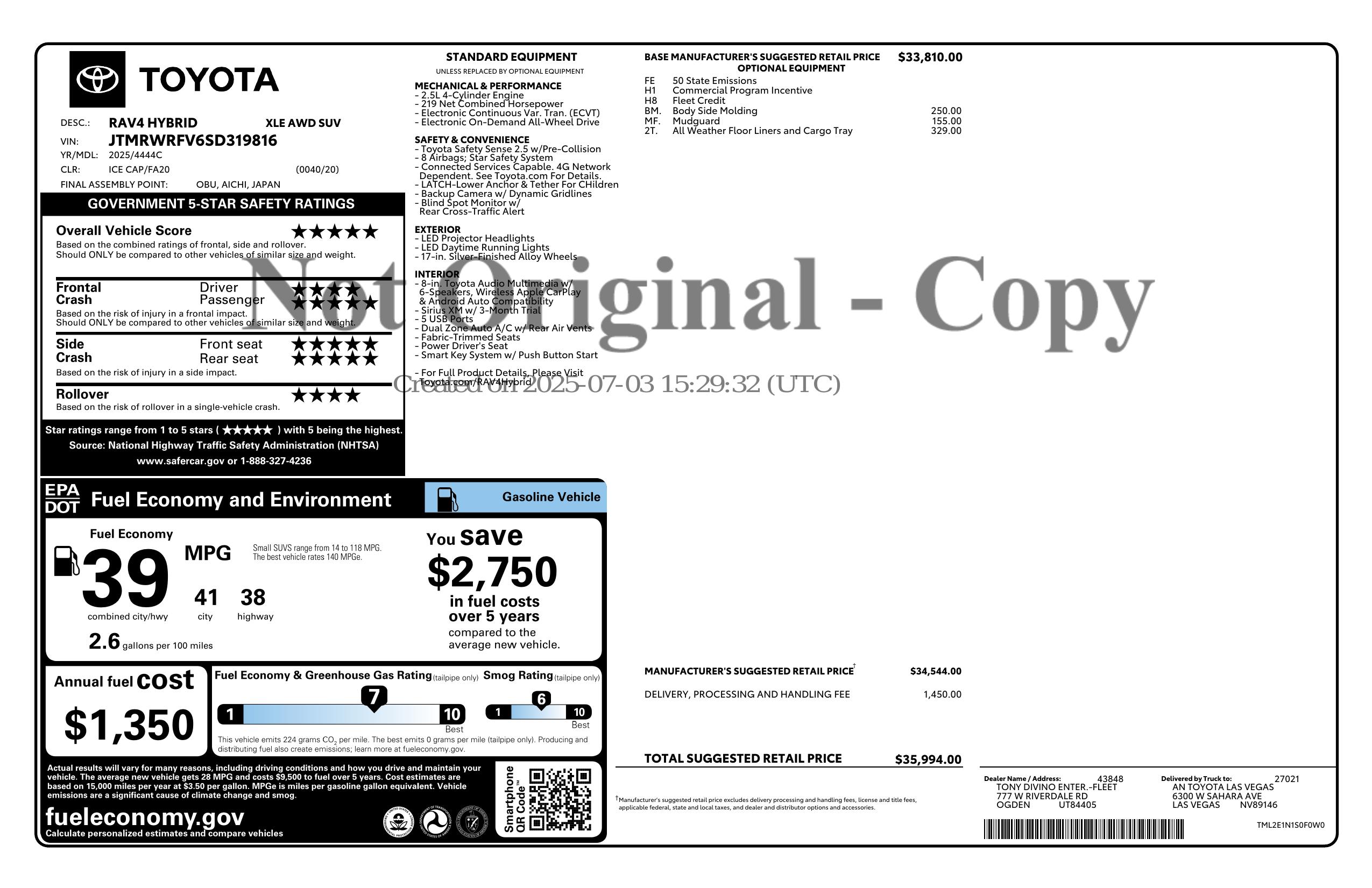 Monroney Label