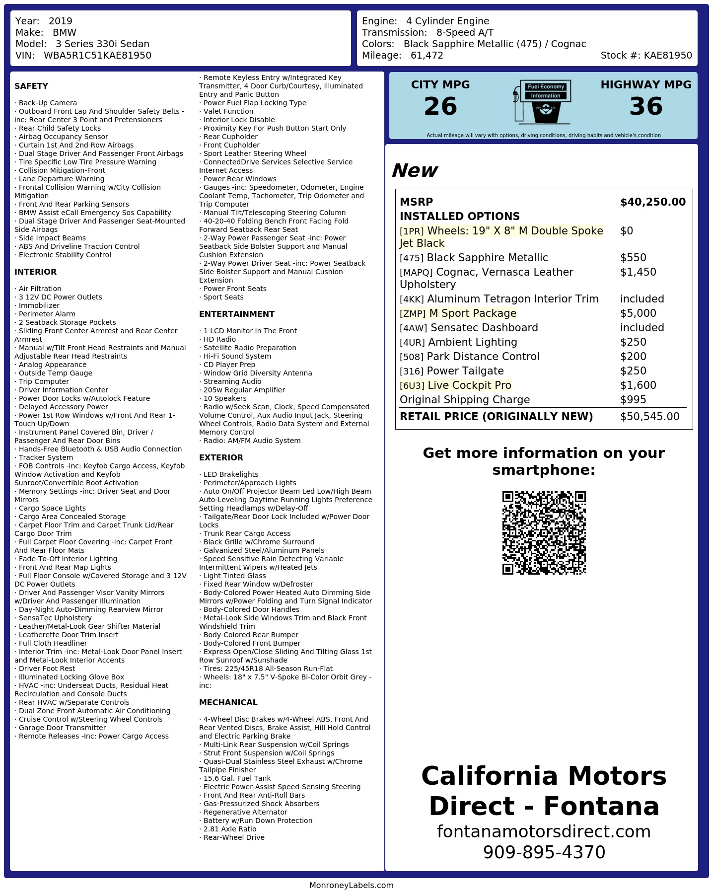 Monroney Label