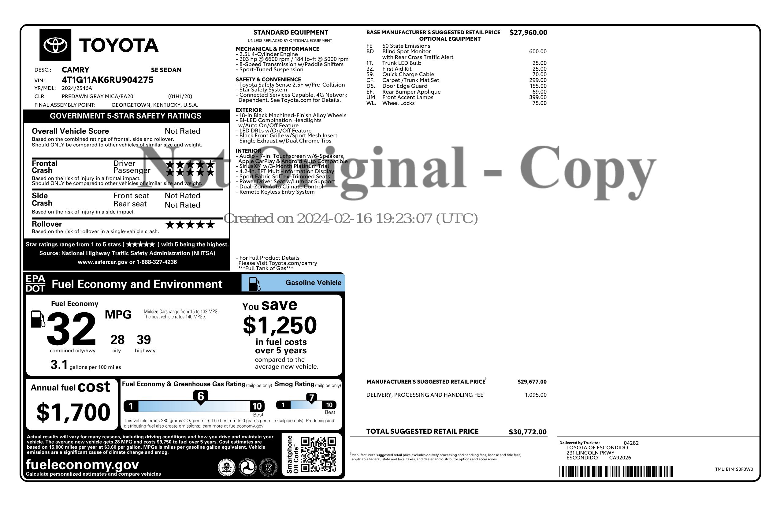 Monroney Label