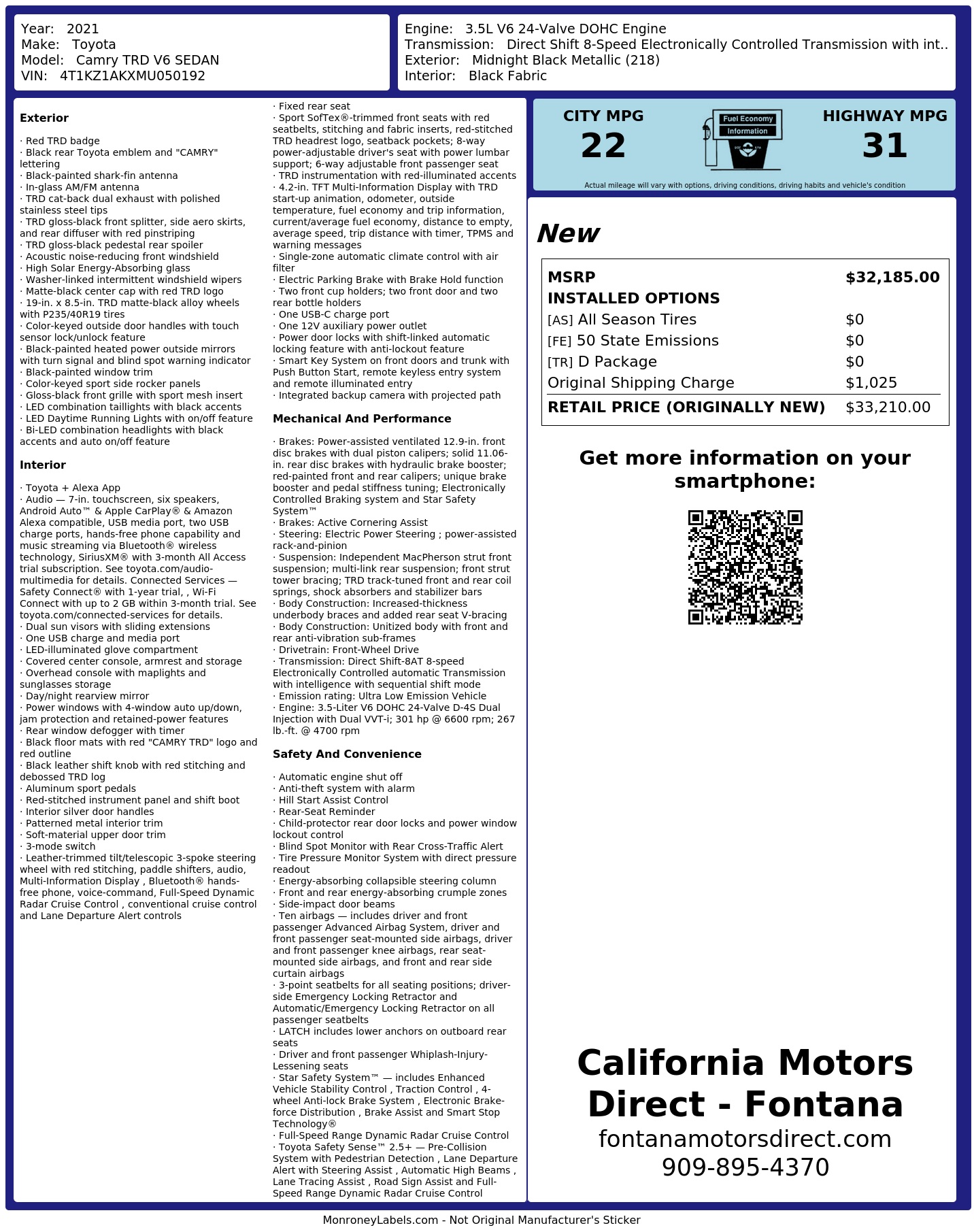 Monroney Label
