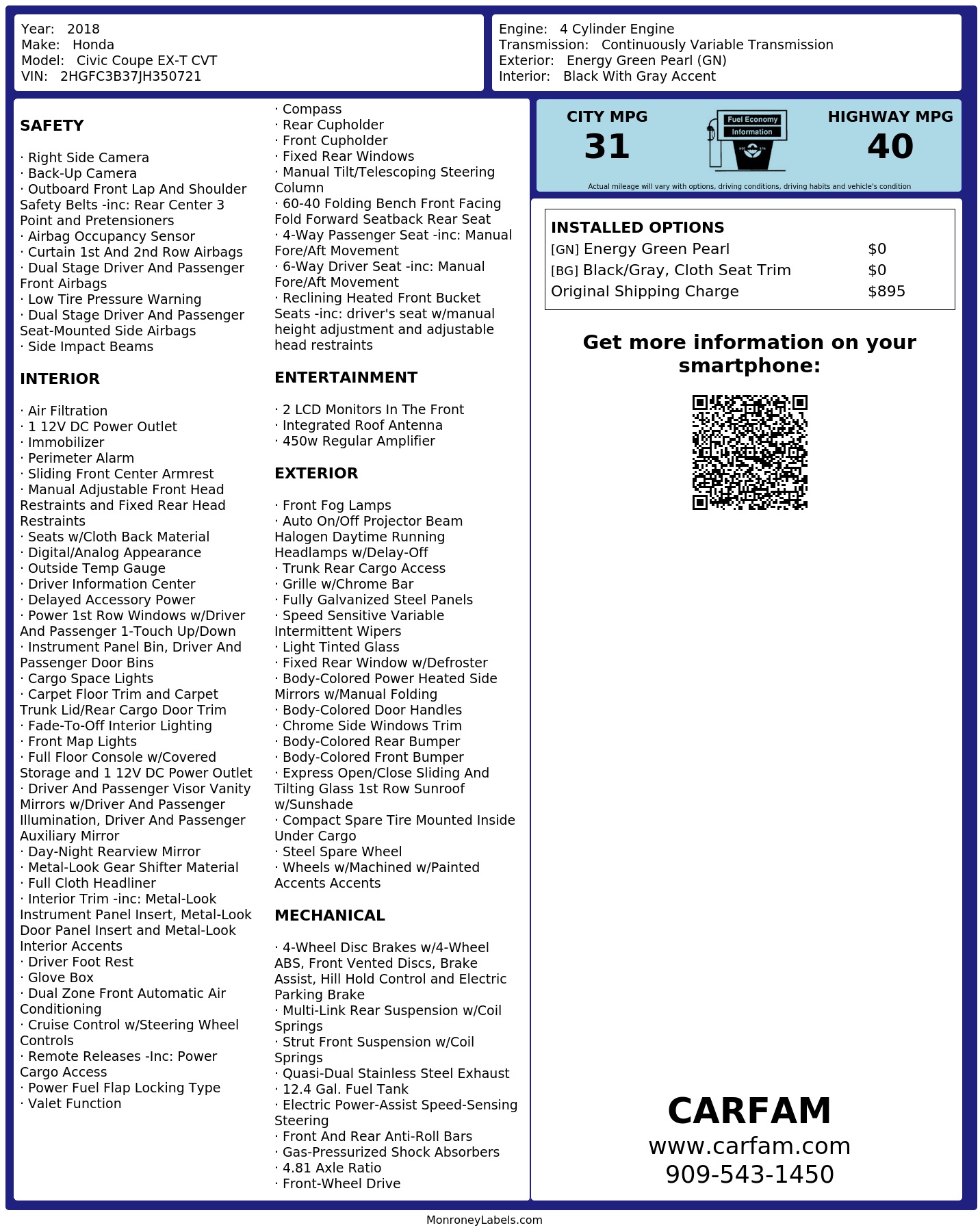 Monroney Label