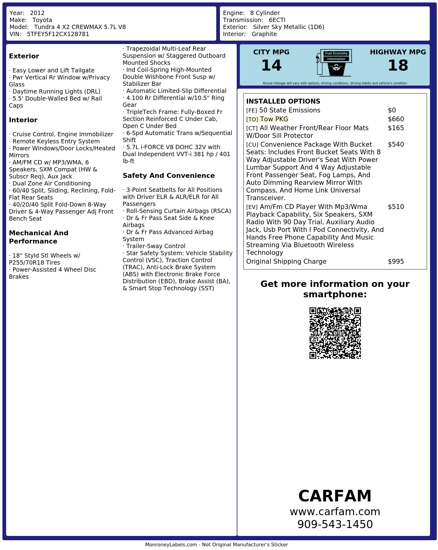 Monroney Label