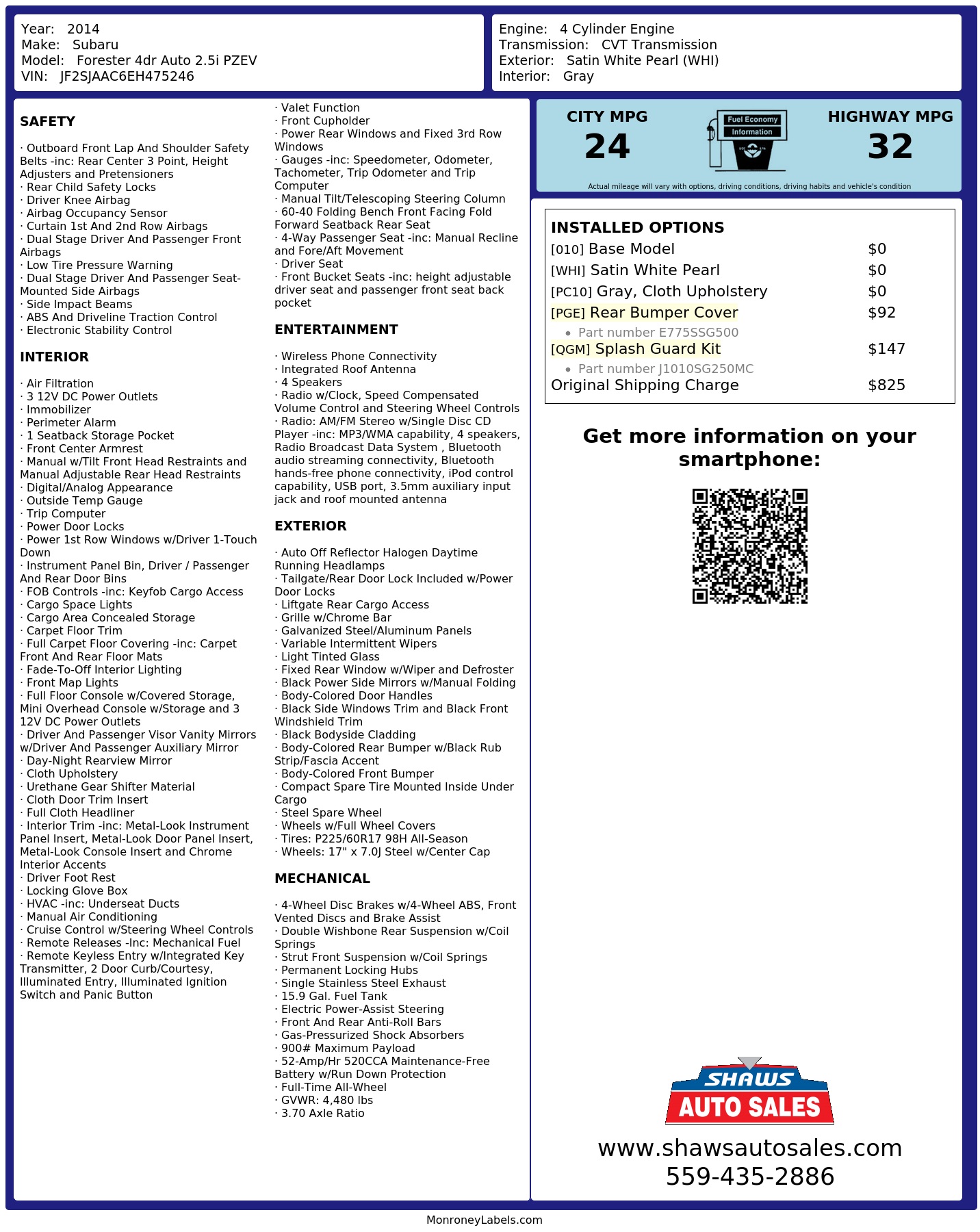Monroney Label
