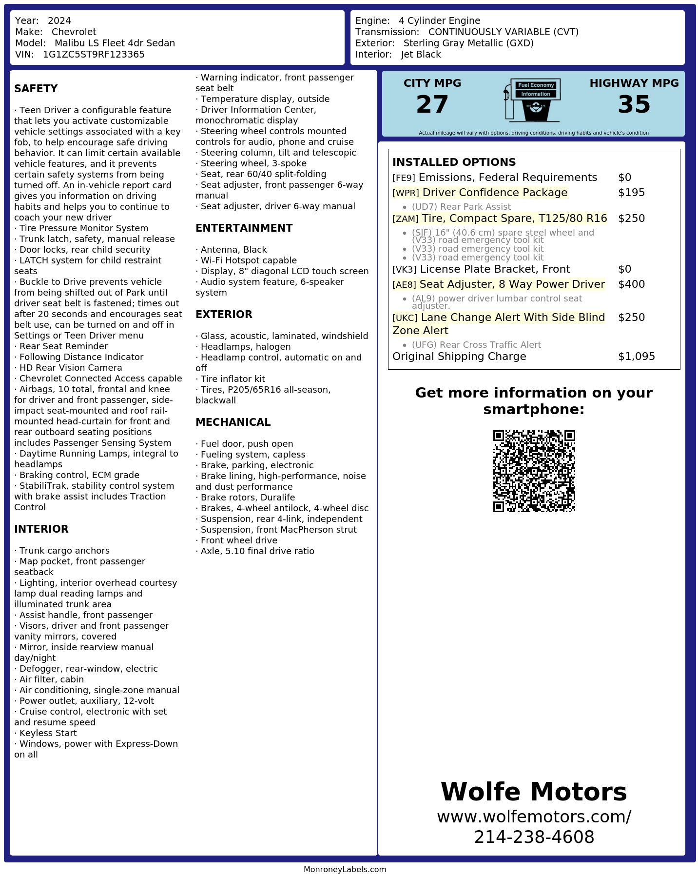 Monroney Label