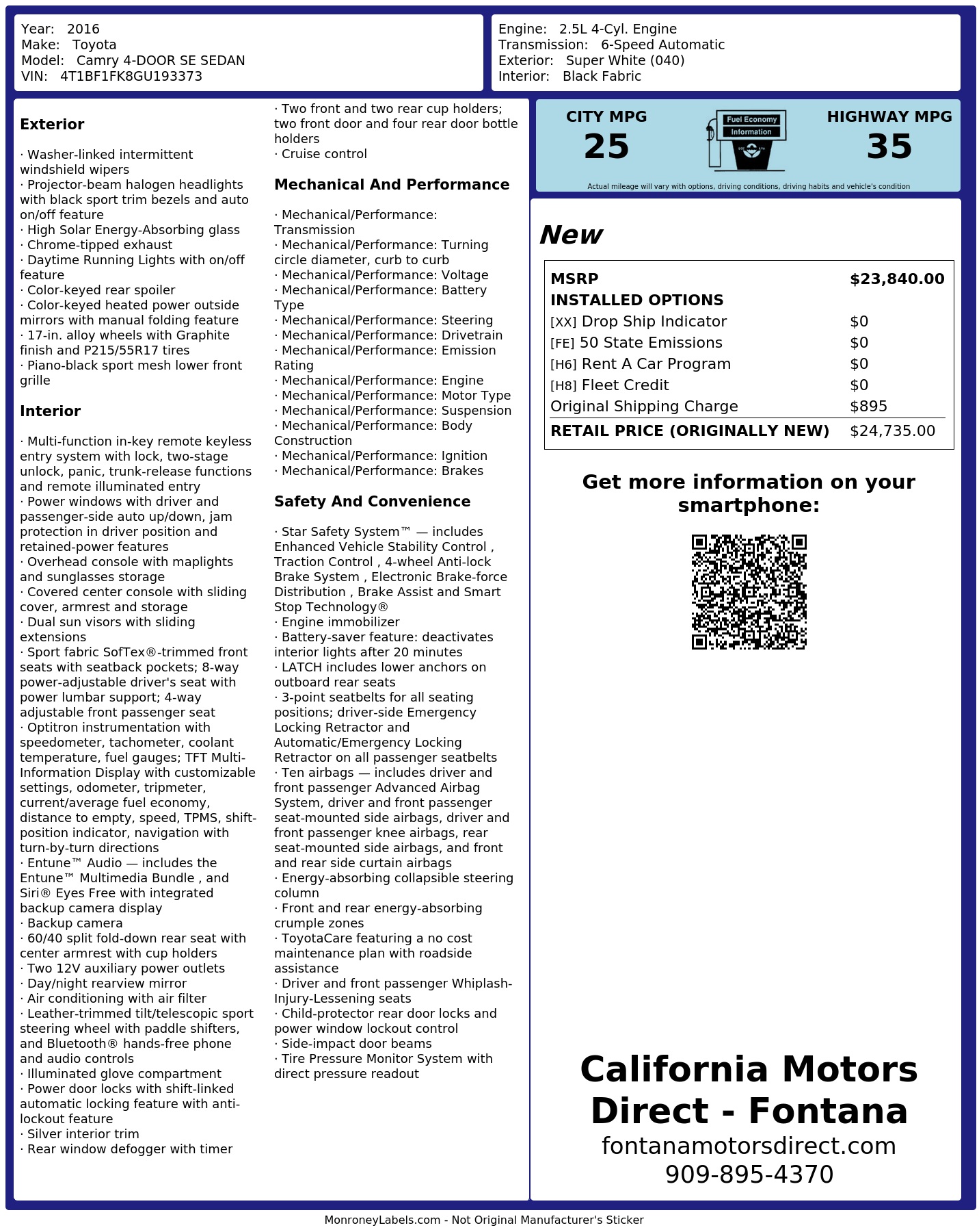 Monroney Label