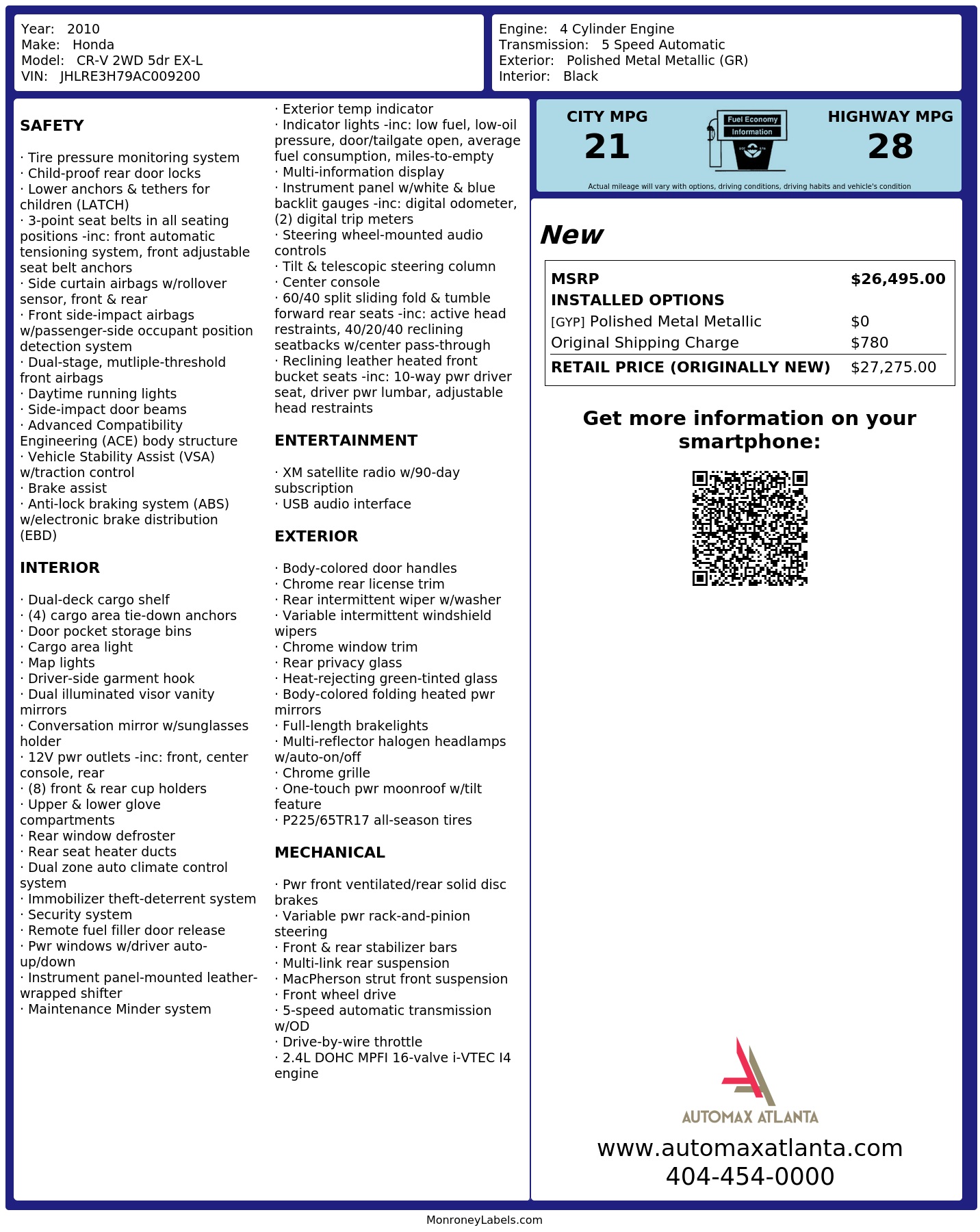 Monroney Label