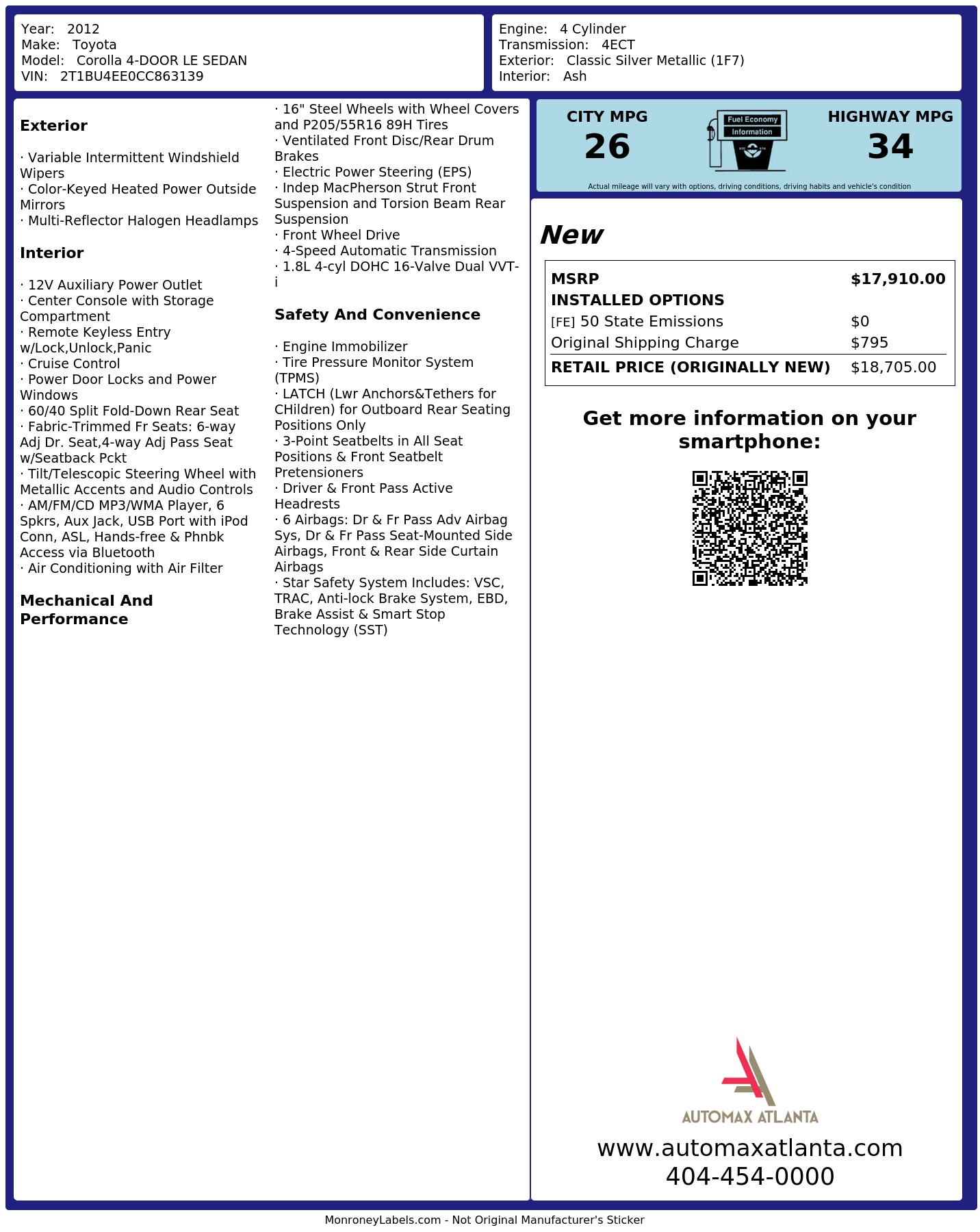Monroney Label