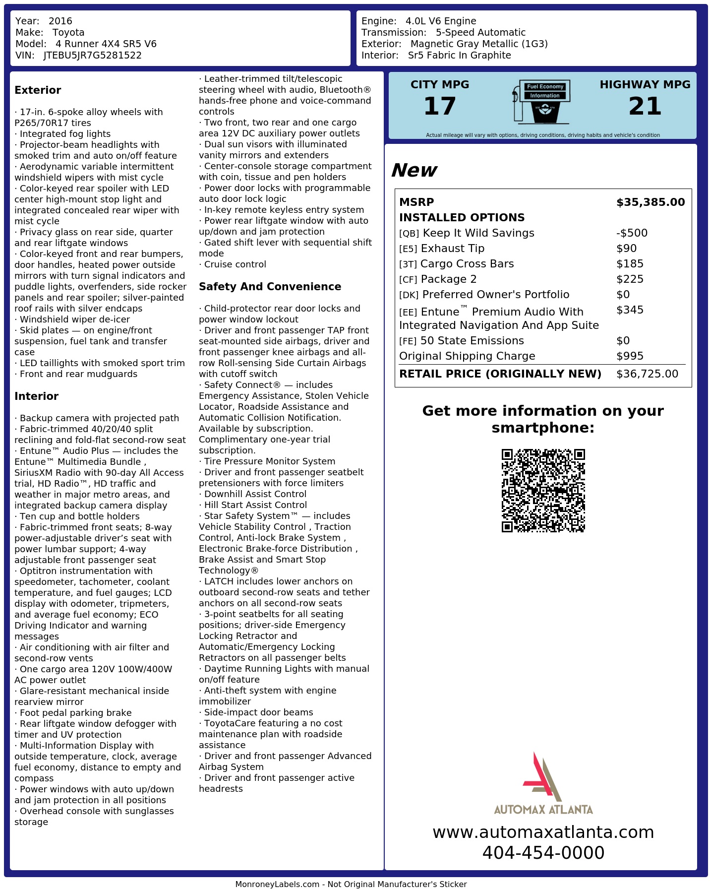Monroney Label