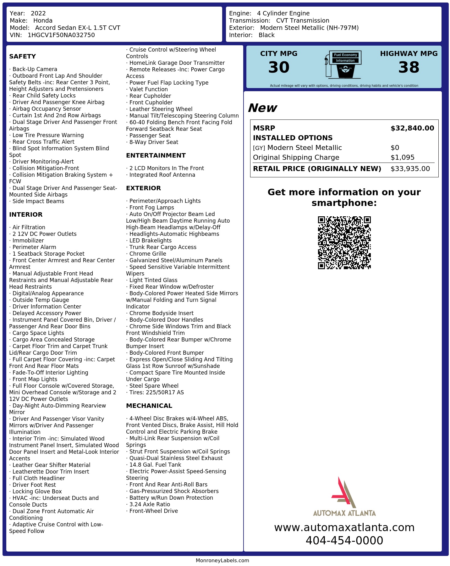 Monroney Label