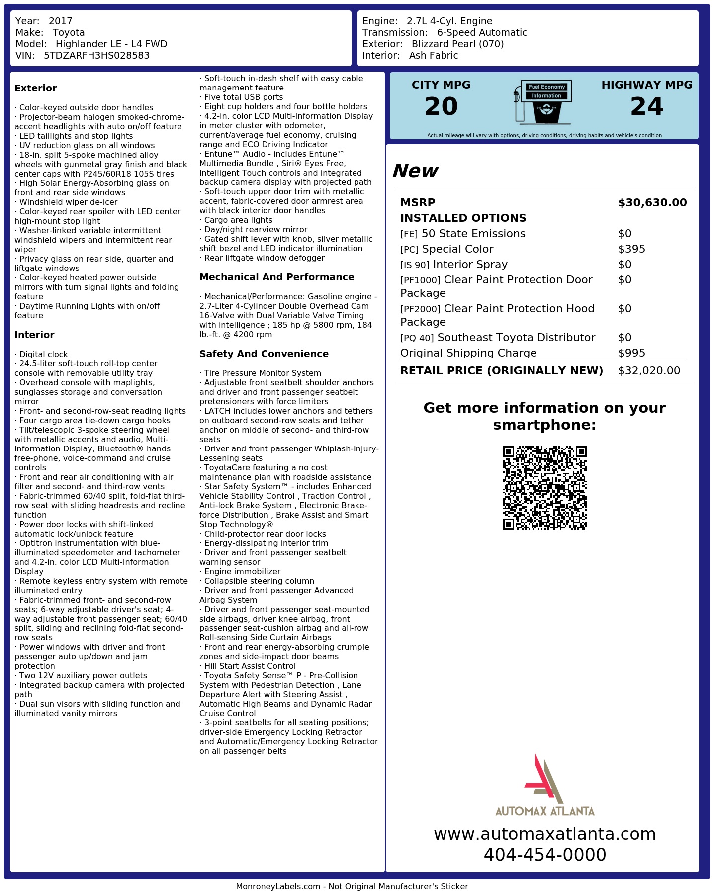 Monroney Label
