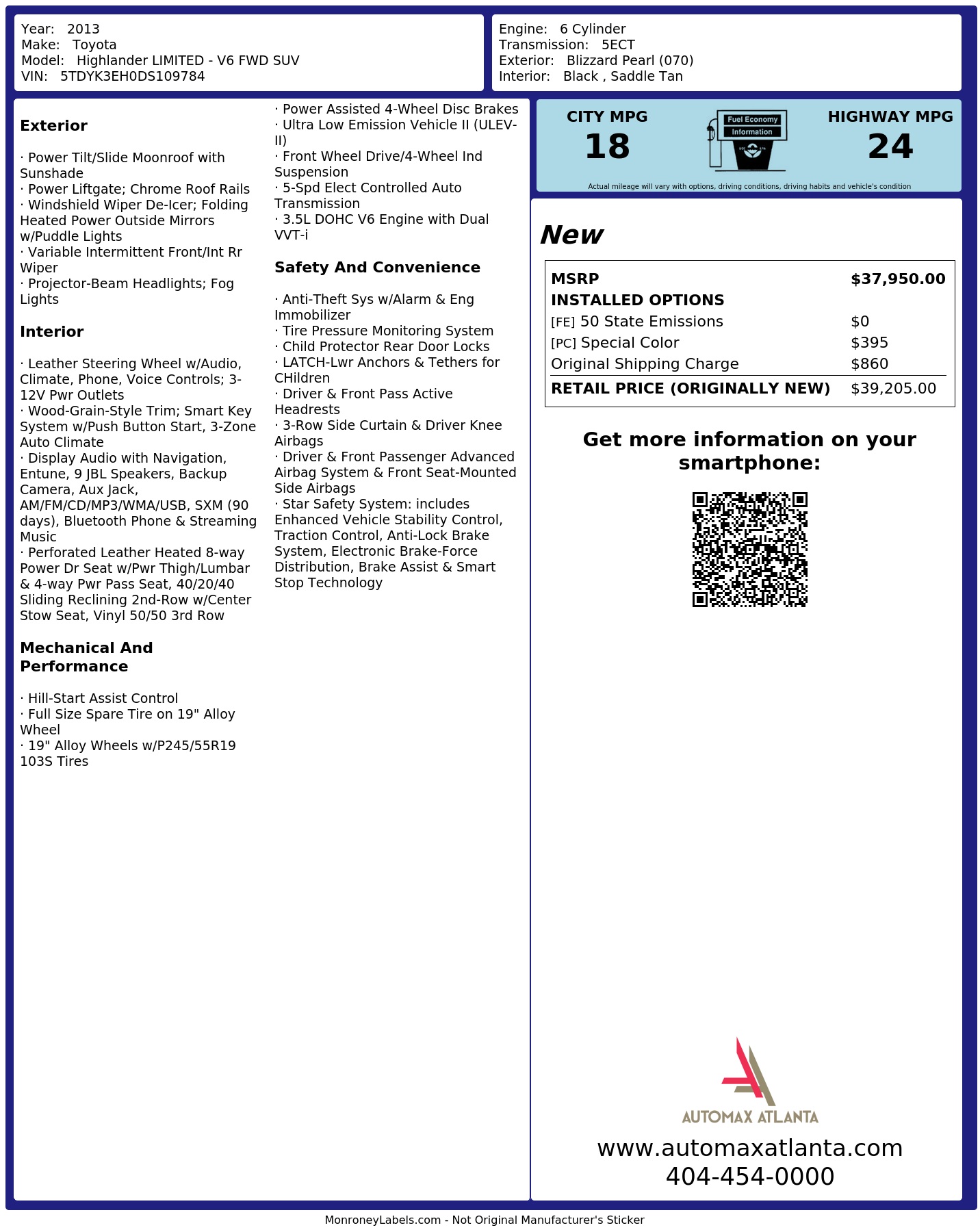 Monroney Label