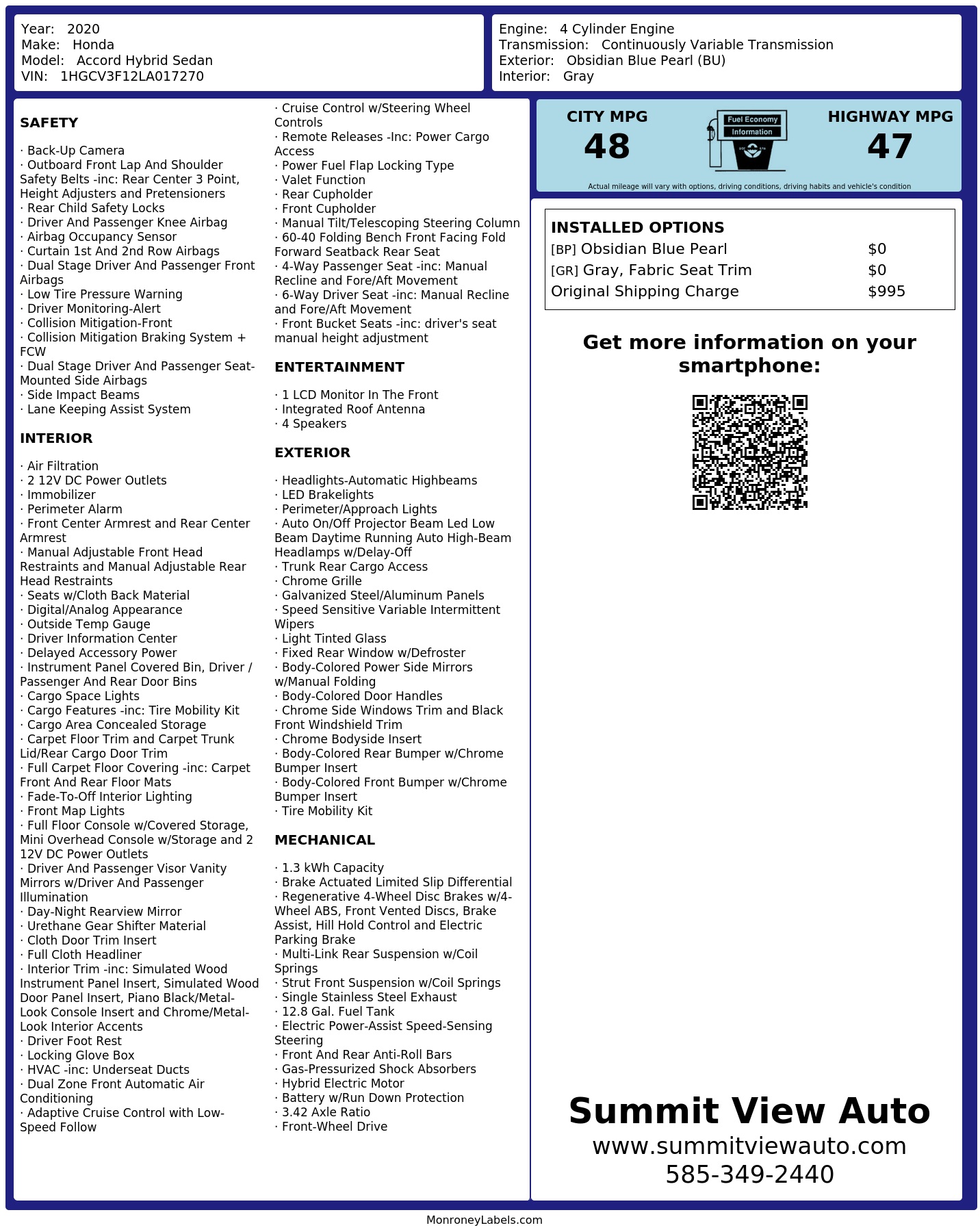 Monroney Label