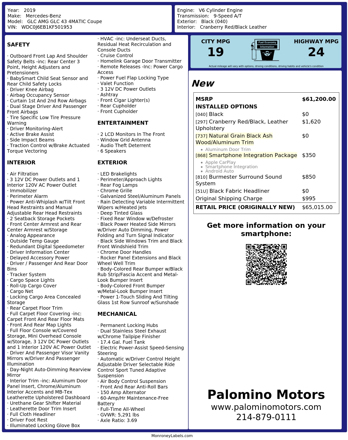 Monroney Label