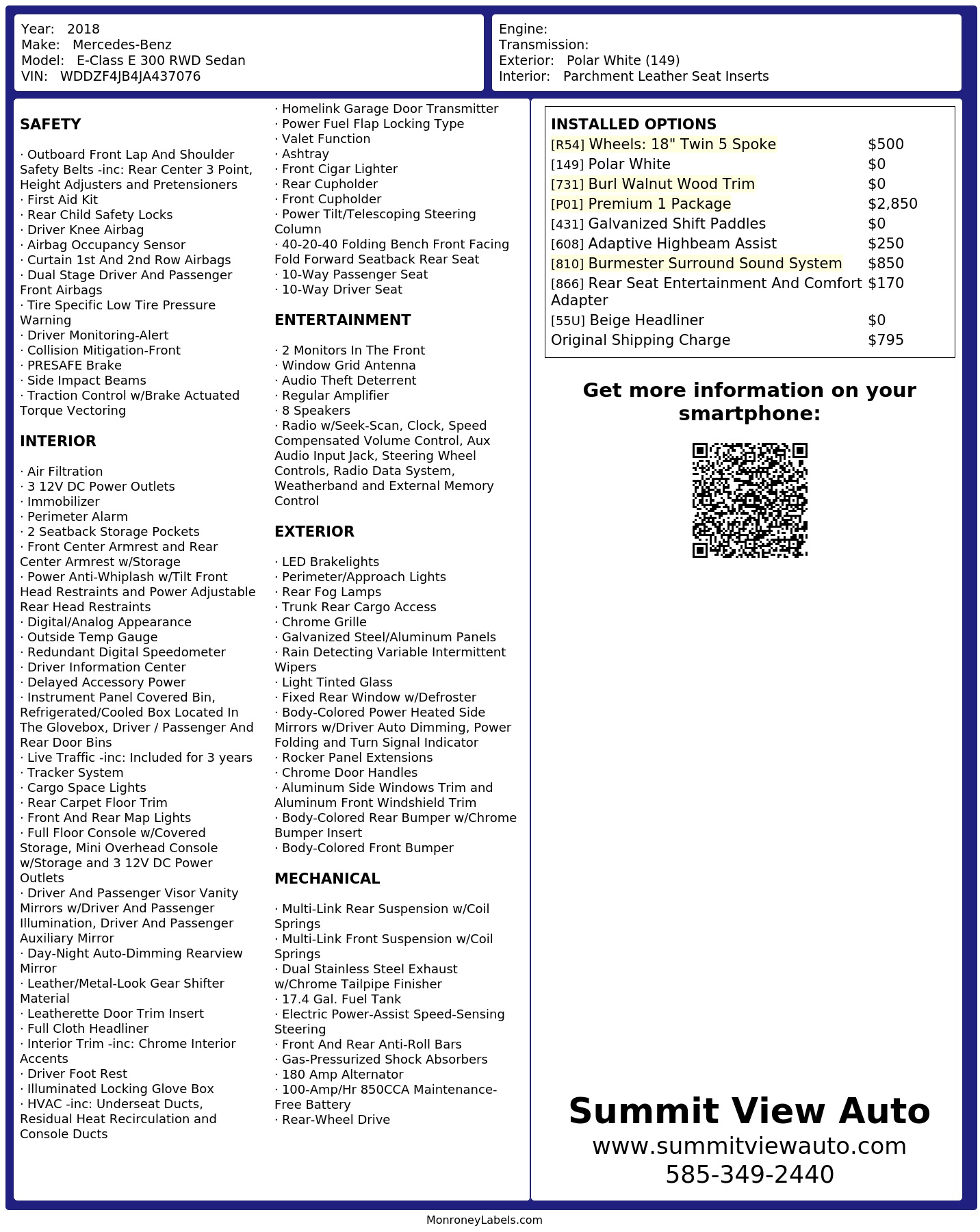 Monroney Label