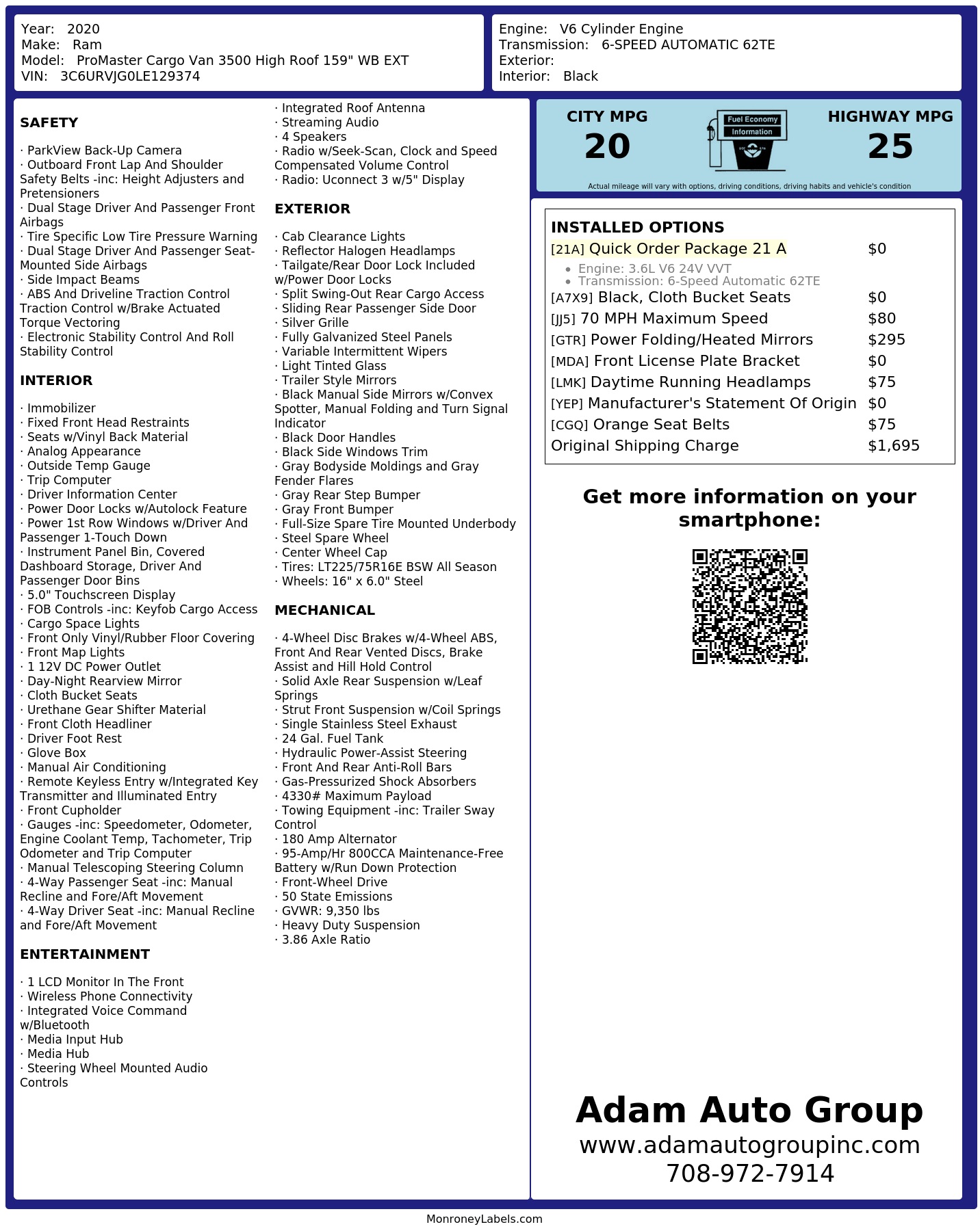 Monroney Label