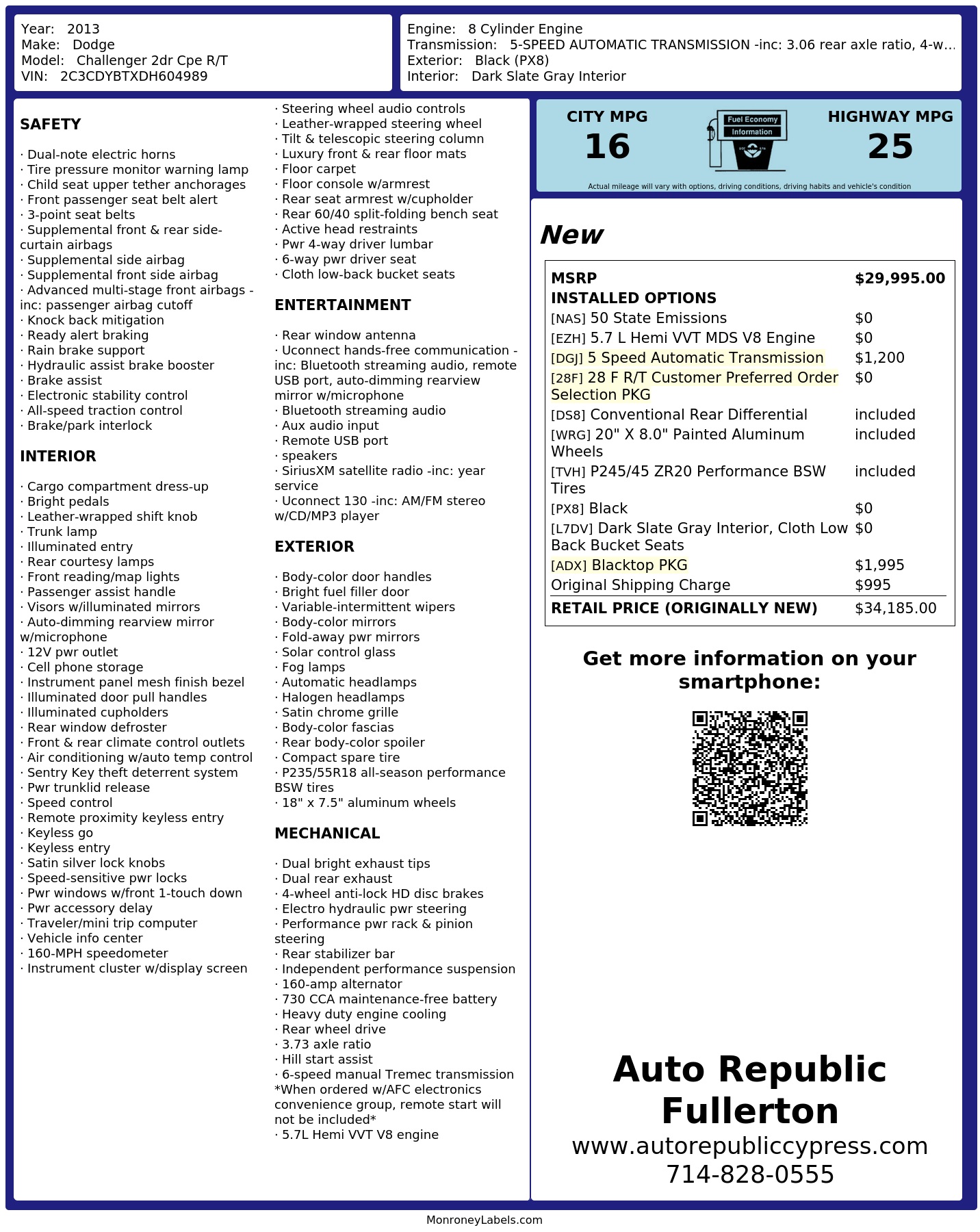 Monroney Label