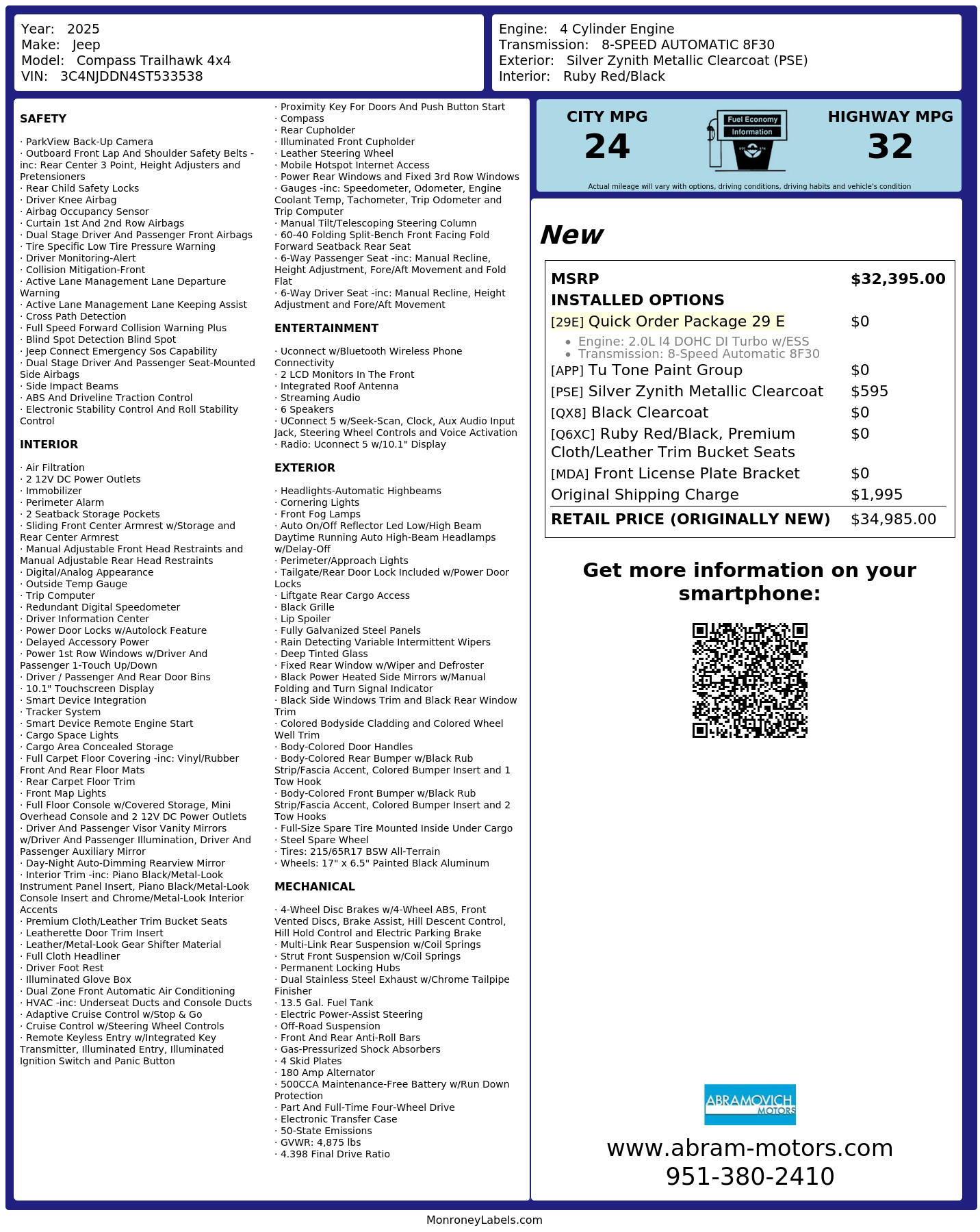 Monroney Label