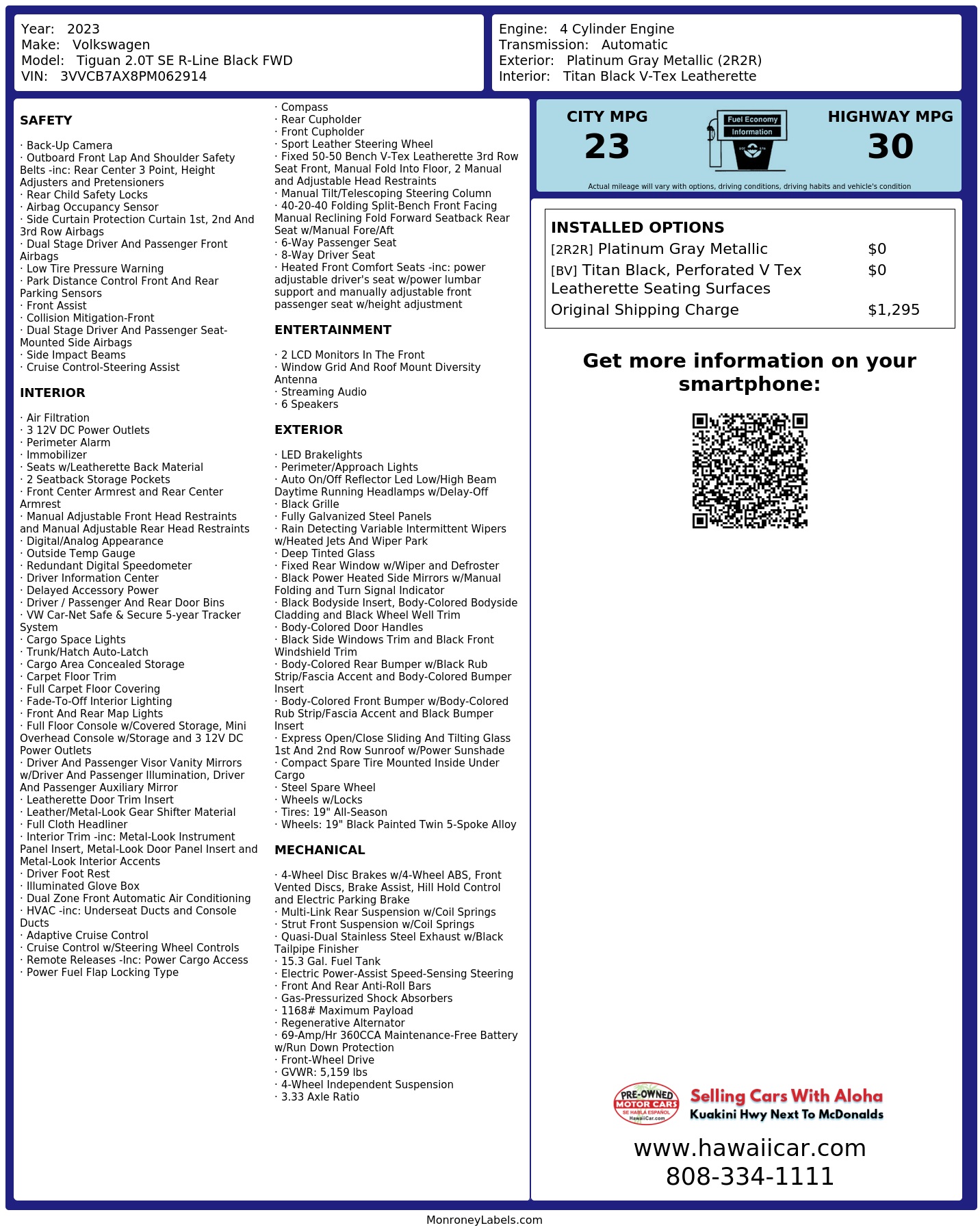 Monroney Label