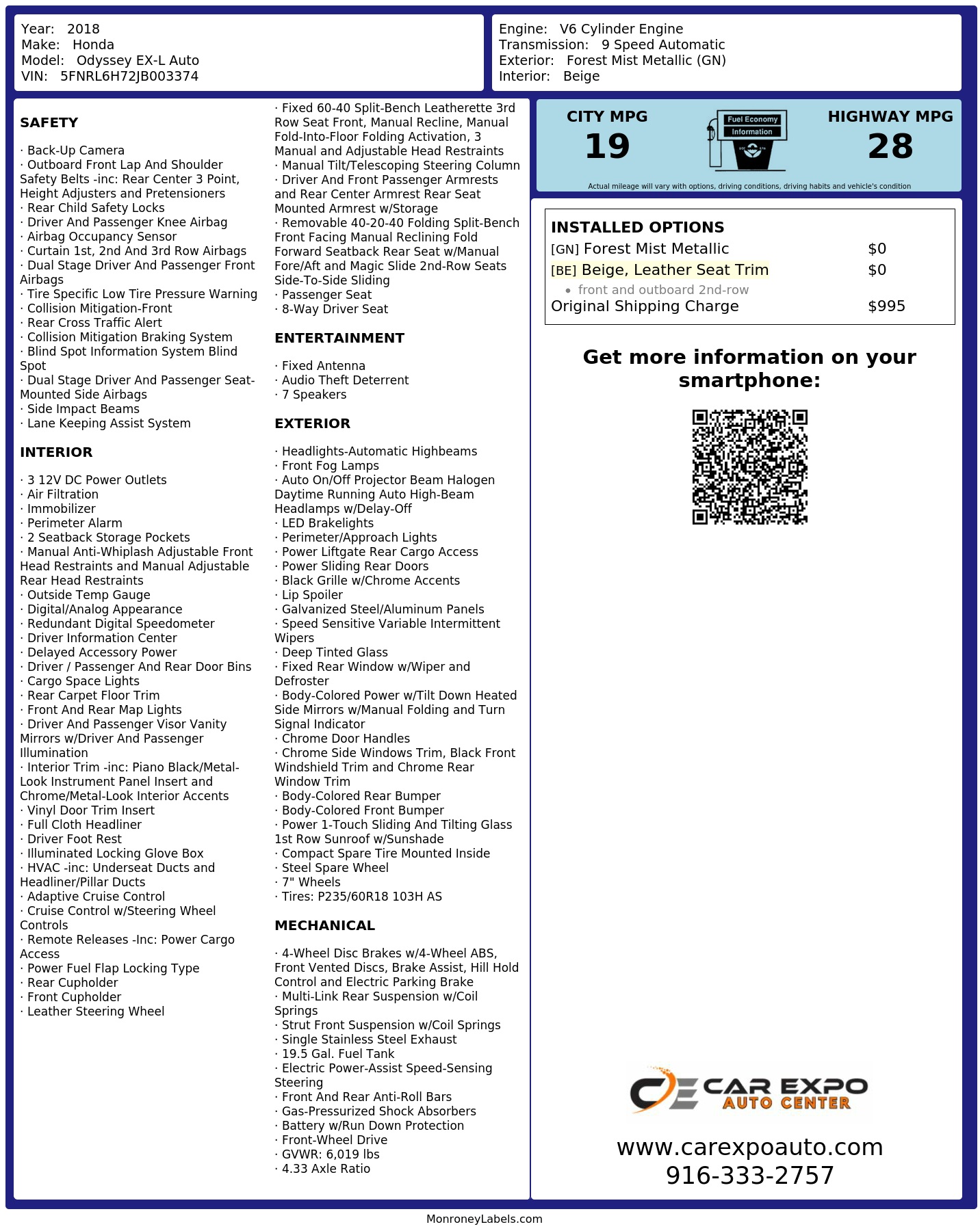Monroney Label