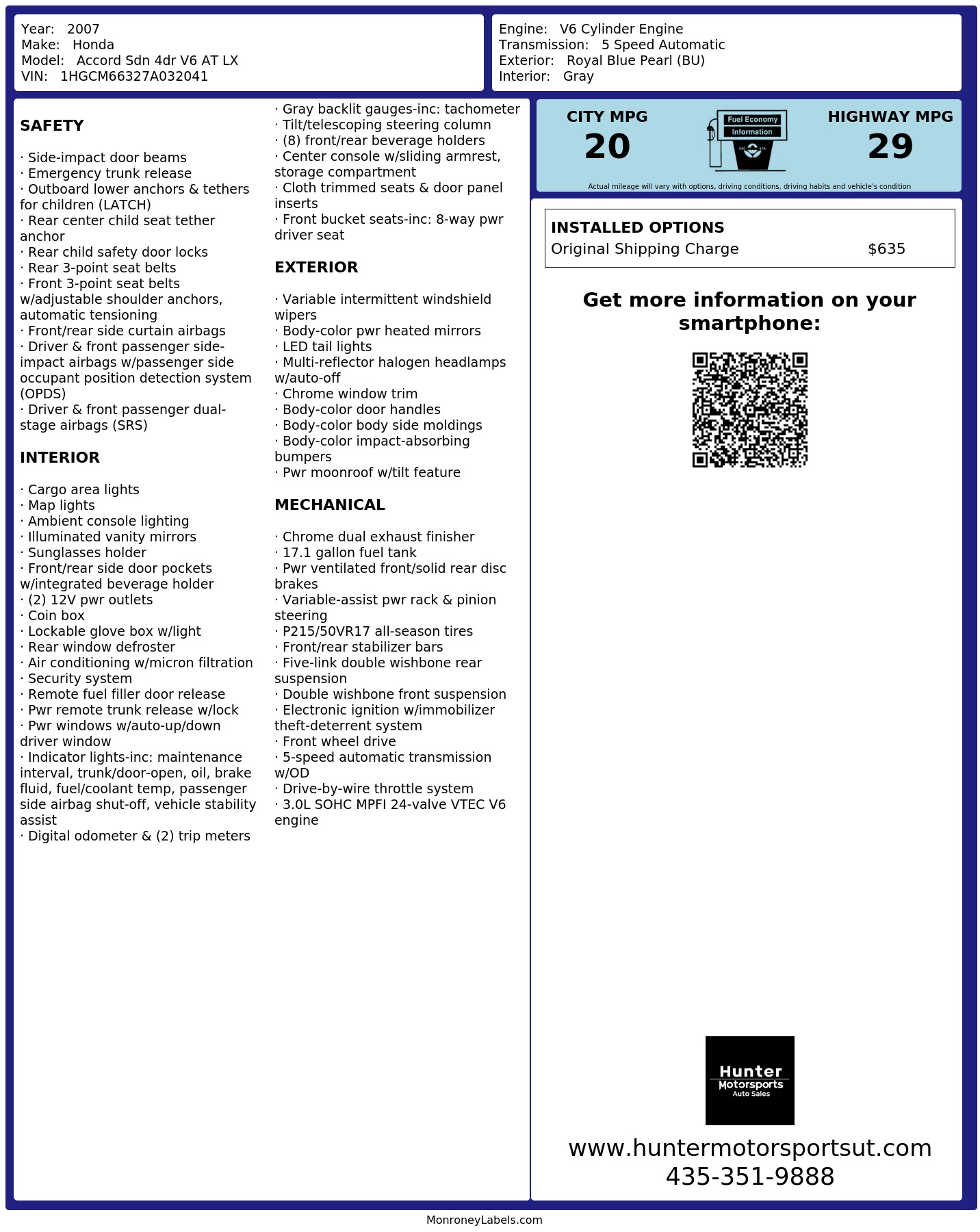 Monroney Label