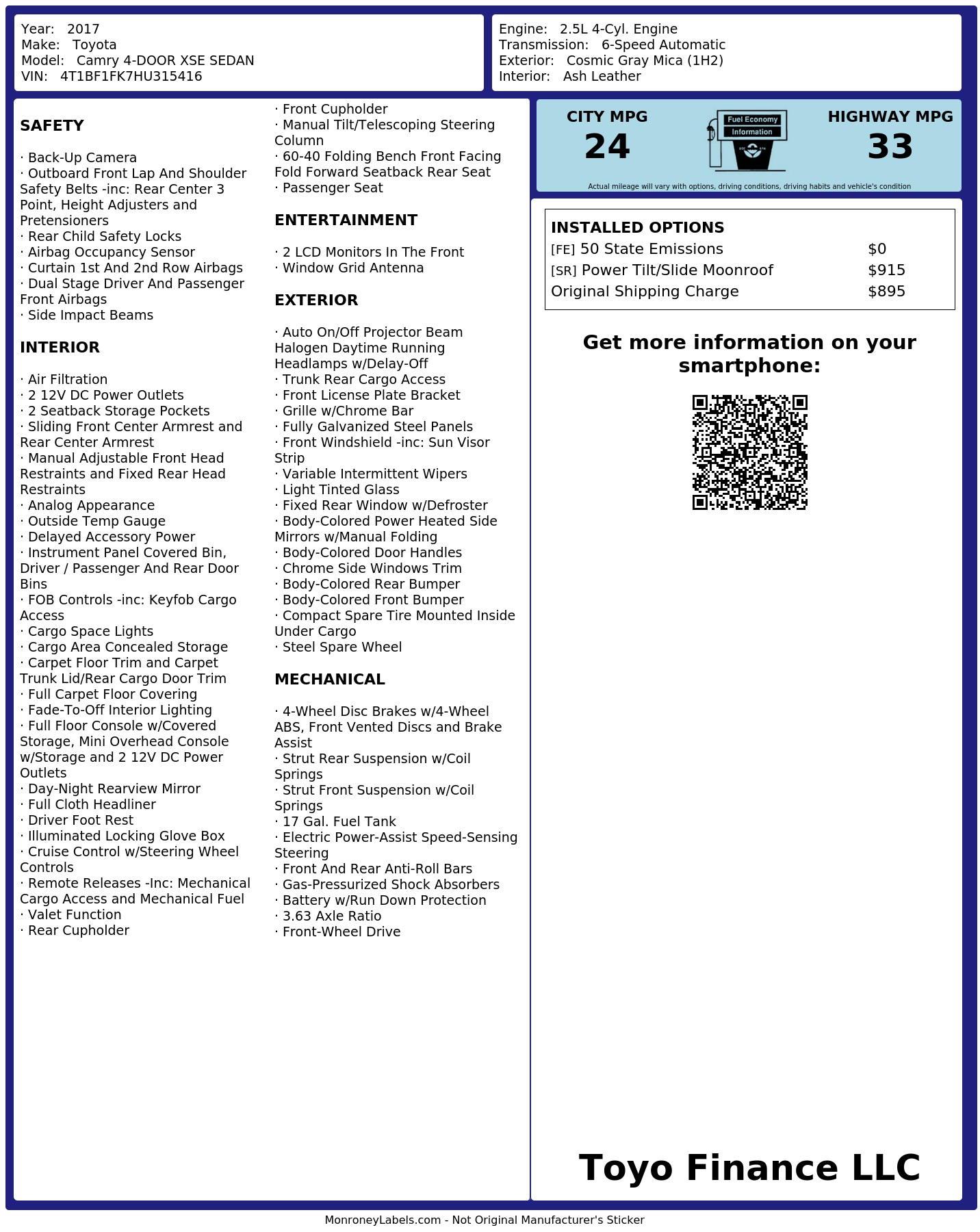 Monroney Label