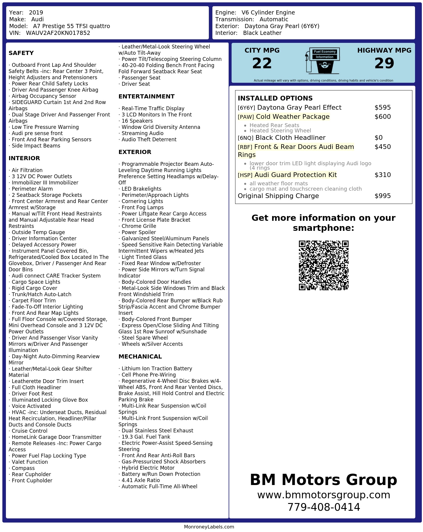 Monroney Label