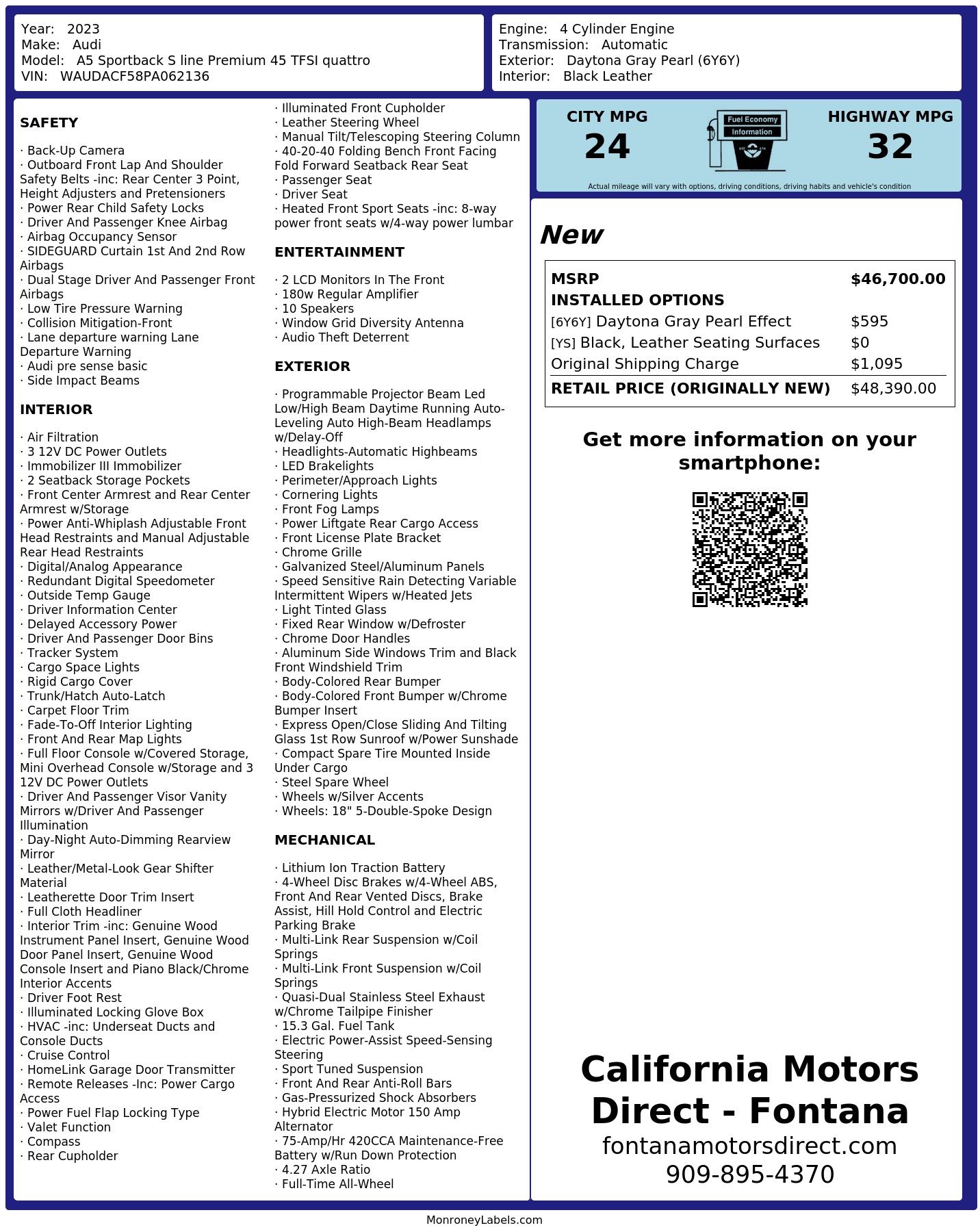 Monroney Label