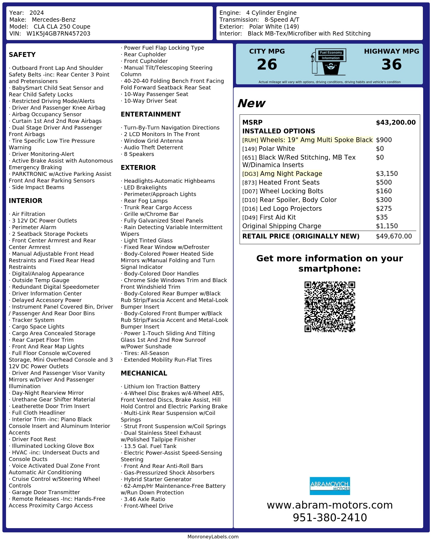 Monroney Label