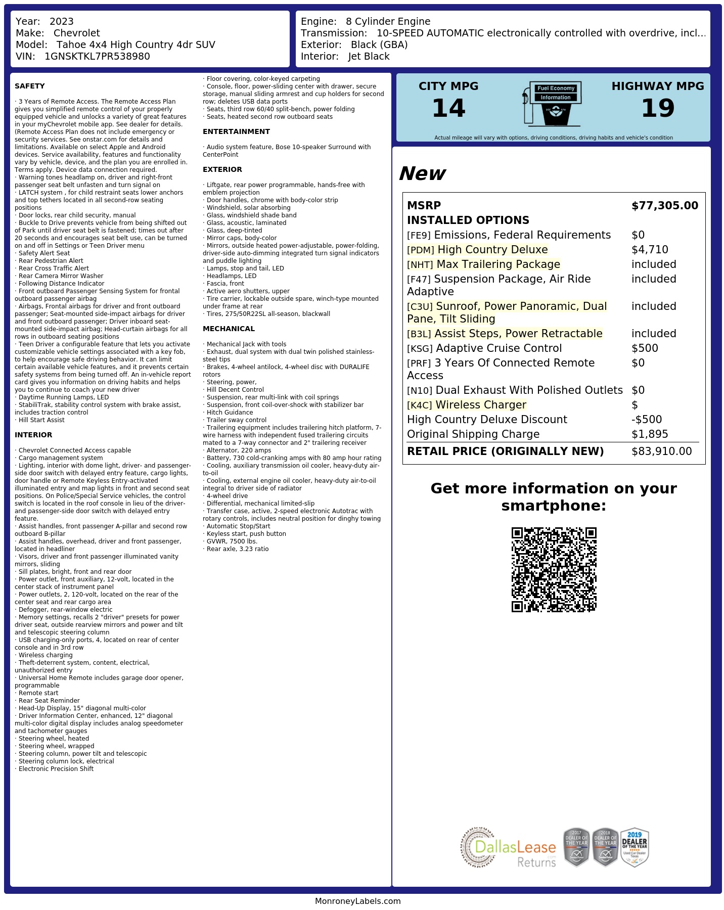 Monroney Label