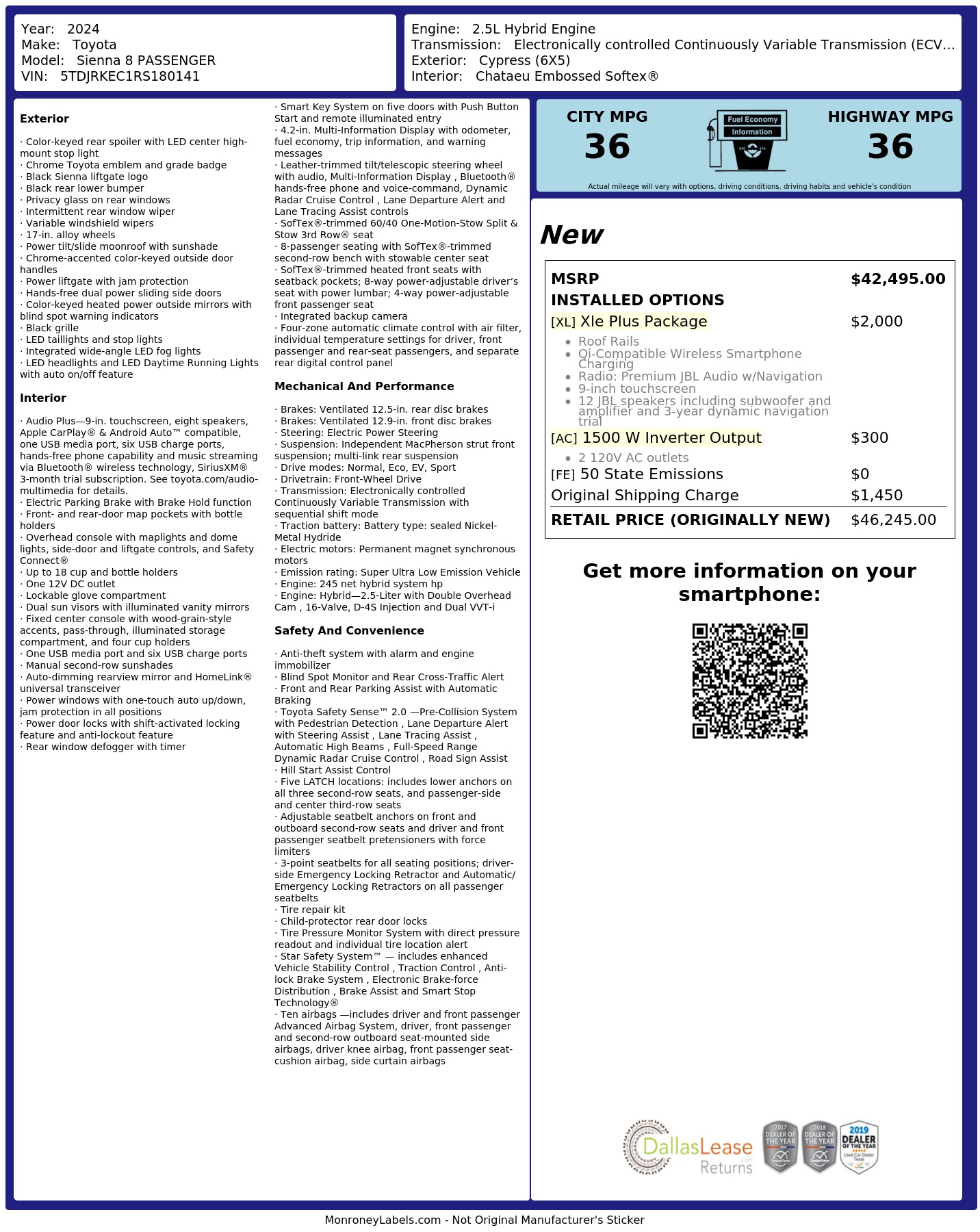 Monroney Label